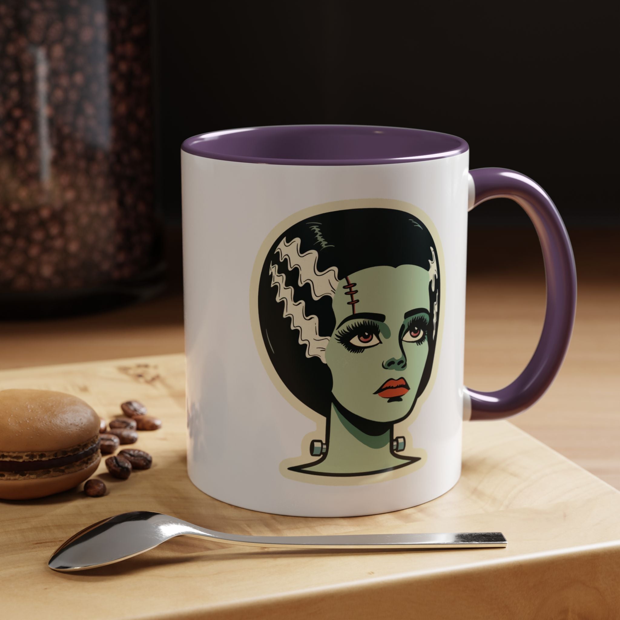Bride of Frankenstein Retro Mid Mod Horror Buff Accent Coffee Mug - Mid Century Modern Gal