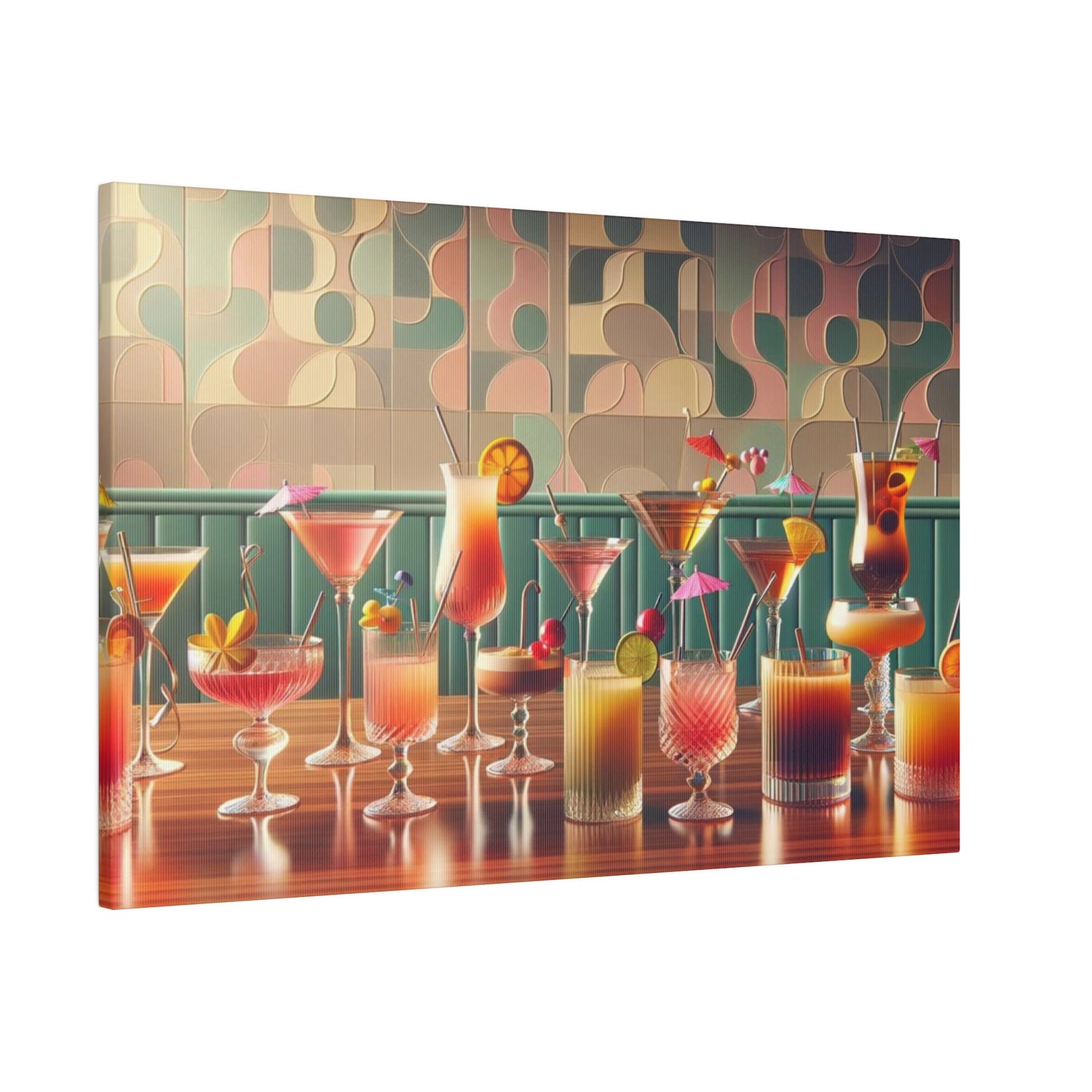 Mid Century Modern Cocktail Bar, Kitschy MCM Home Bar, Canvas Art - Mid Century Modern Gal