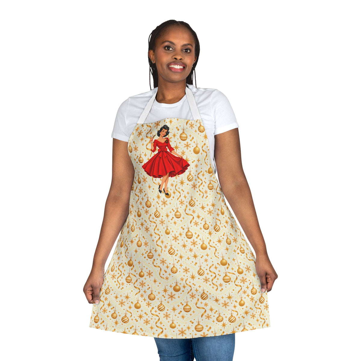 Mid Century Modern Christmas Martini Gal Apron - Mid Century Modern Gal
