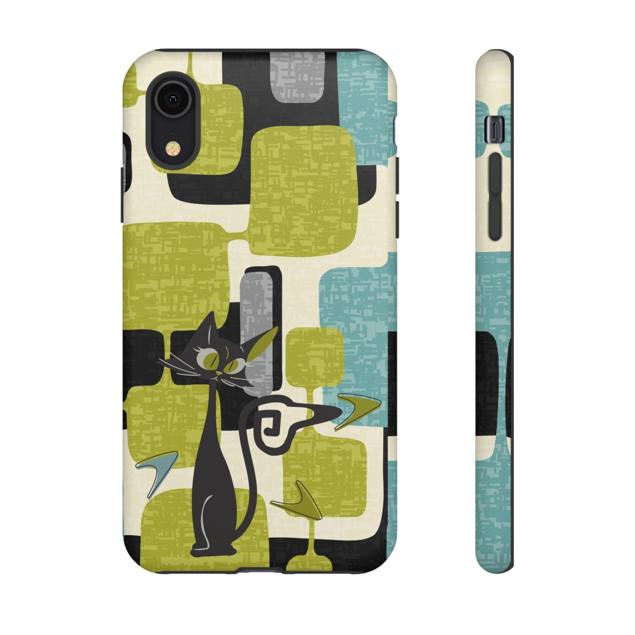 Mid Century Modern Geometric Kitschy Cat, Boomerang Retro Smart Phone Tough Cases