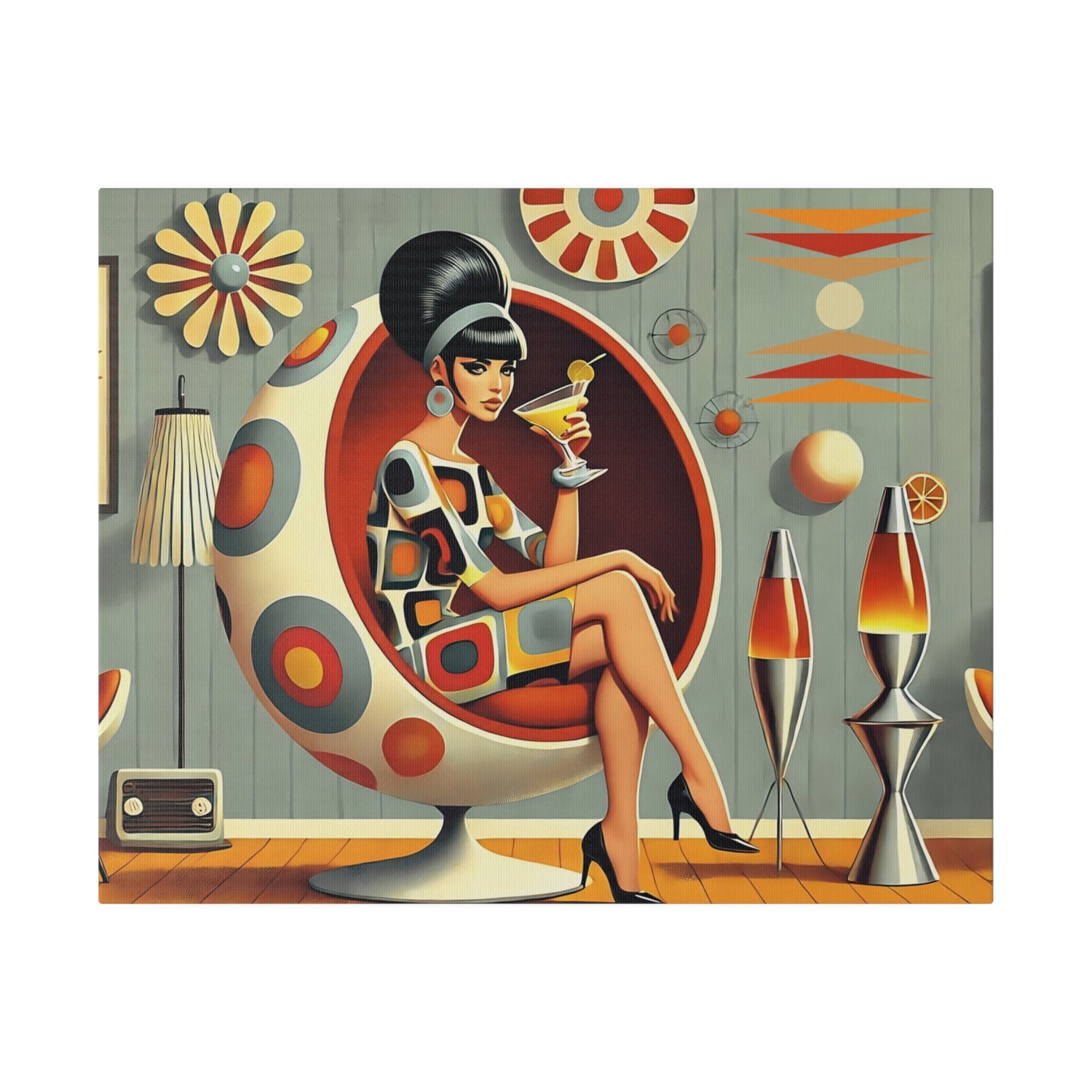 Retro Mod Gal, Atomic Age Kitschy 60s Groovy Wall Art - Mid Century Modern Gal