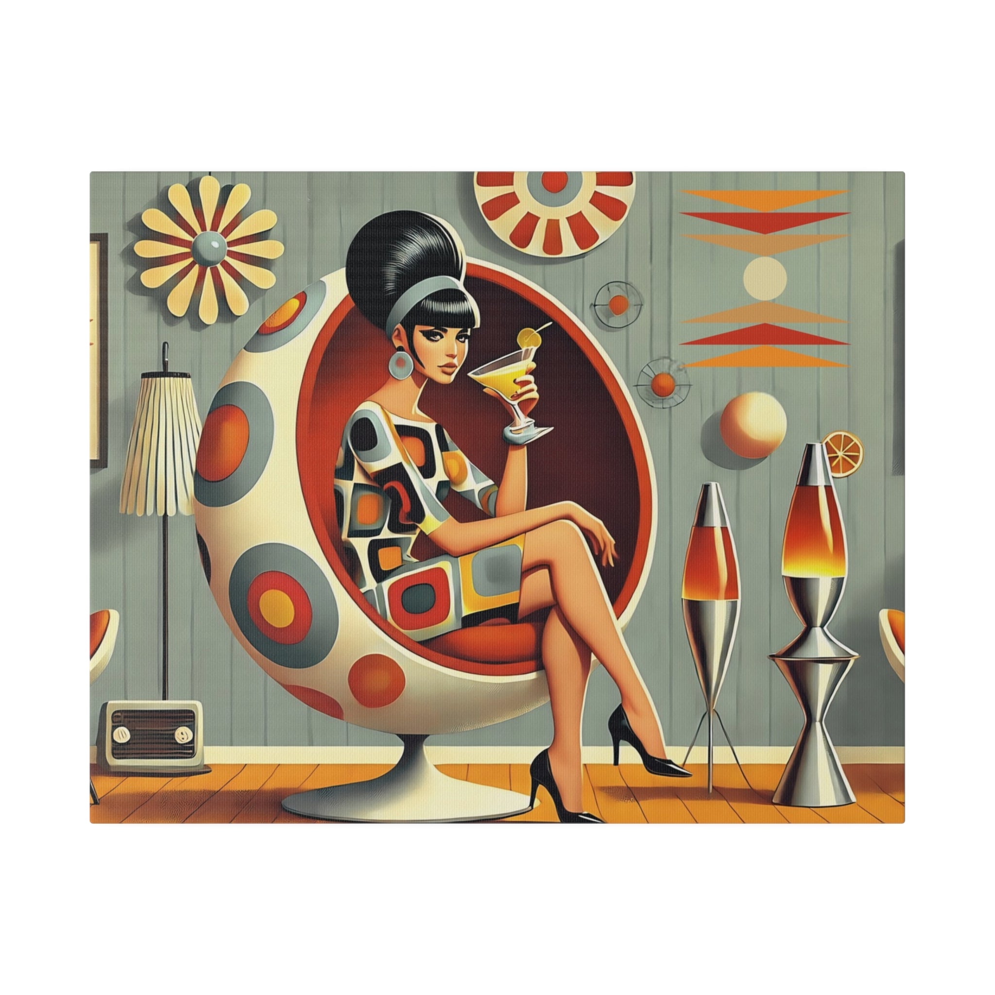 Retro Mod Gal, Atomic Age Kitschy 60s Groovy Wall Art - Mid Century Modern Gal