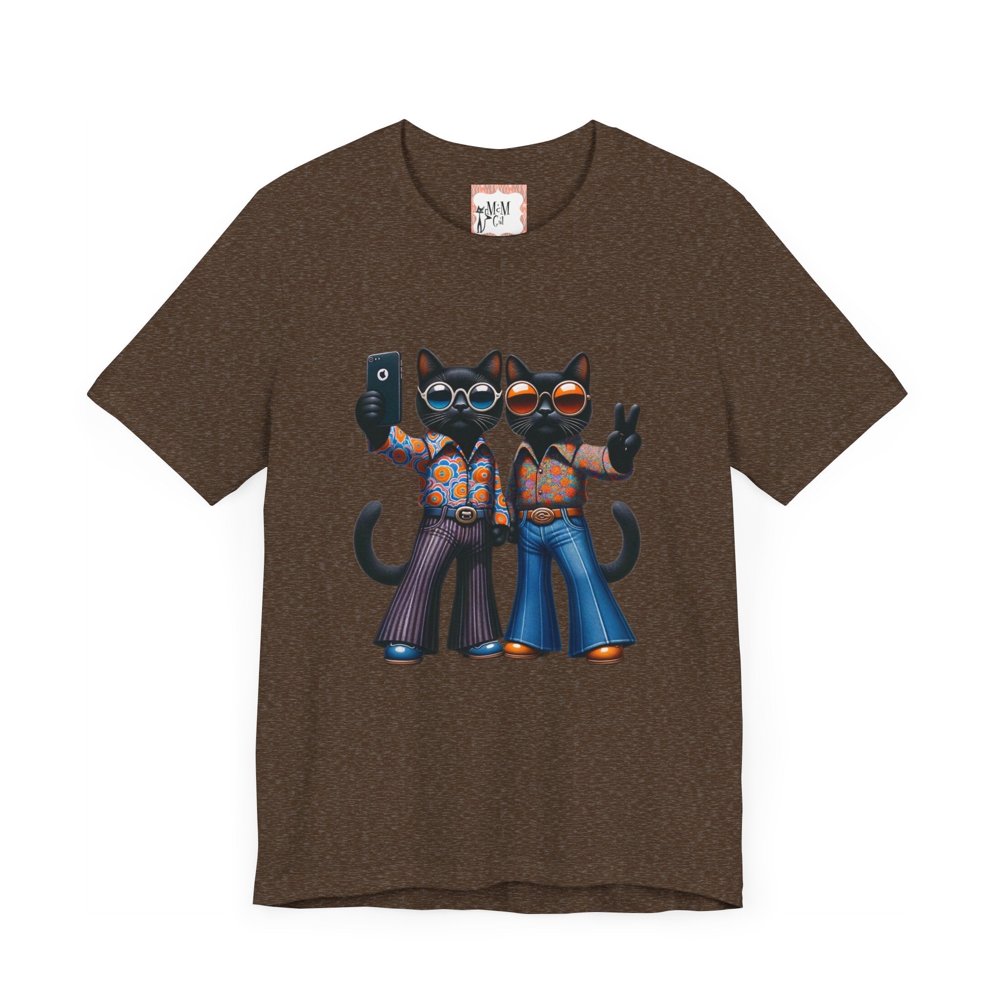 Two Cool Cats, Male Couple, Kitschy Fun Selfie Cats Retro Tee - Mid Century Modern Gal