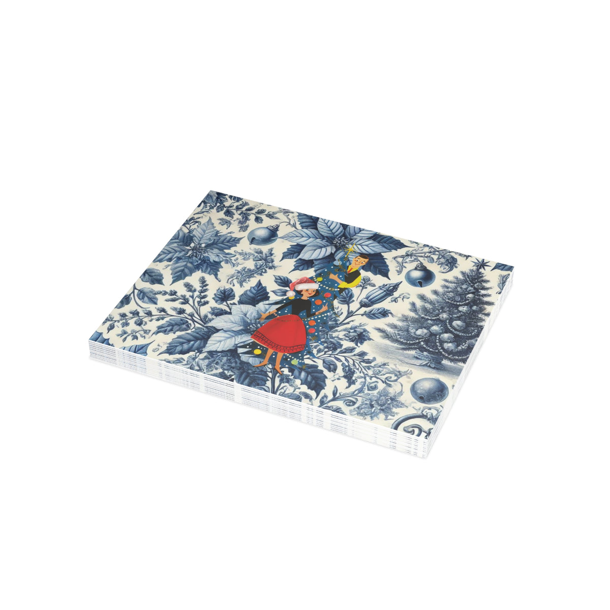 Holiday Blue Toile, Kitschy 50s Holiday Greeting Postcard Bundles - Mid Century Modern Gal