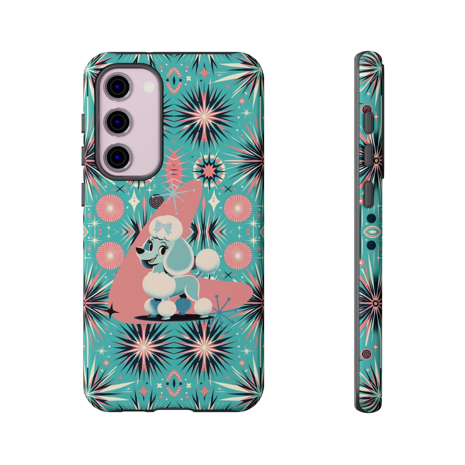 1950s Mid Century Modern Atomic Pink, Poodle Retro Smart Phone Tough Cases