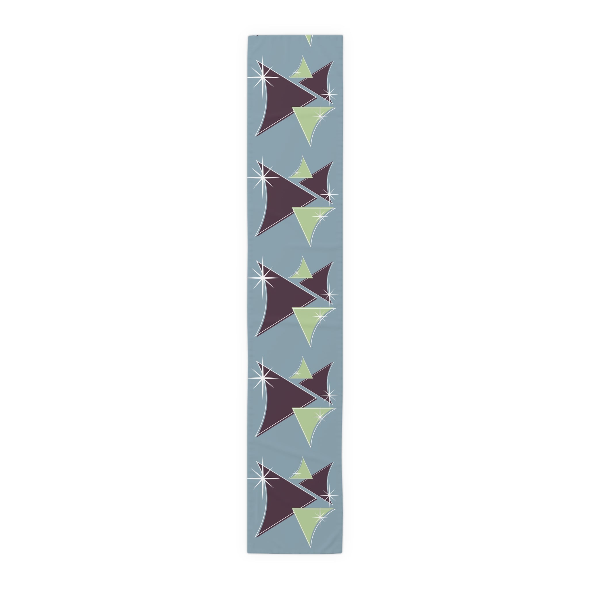 Mid Century Modern Table Runner Indigo Blue, Purple Green Retro Table Linens - Mid Century Modern Gal