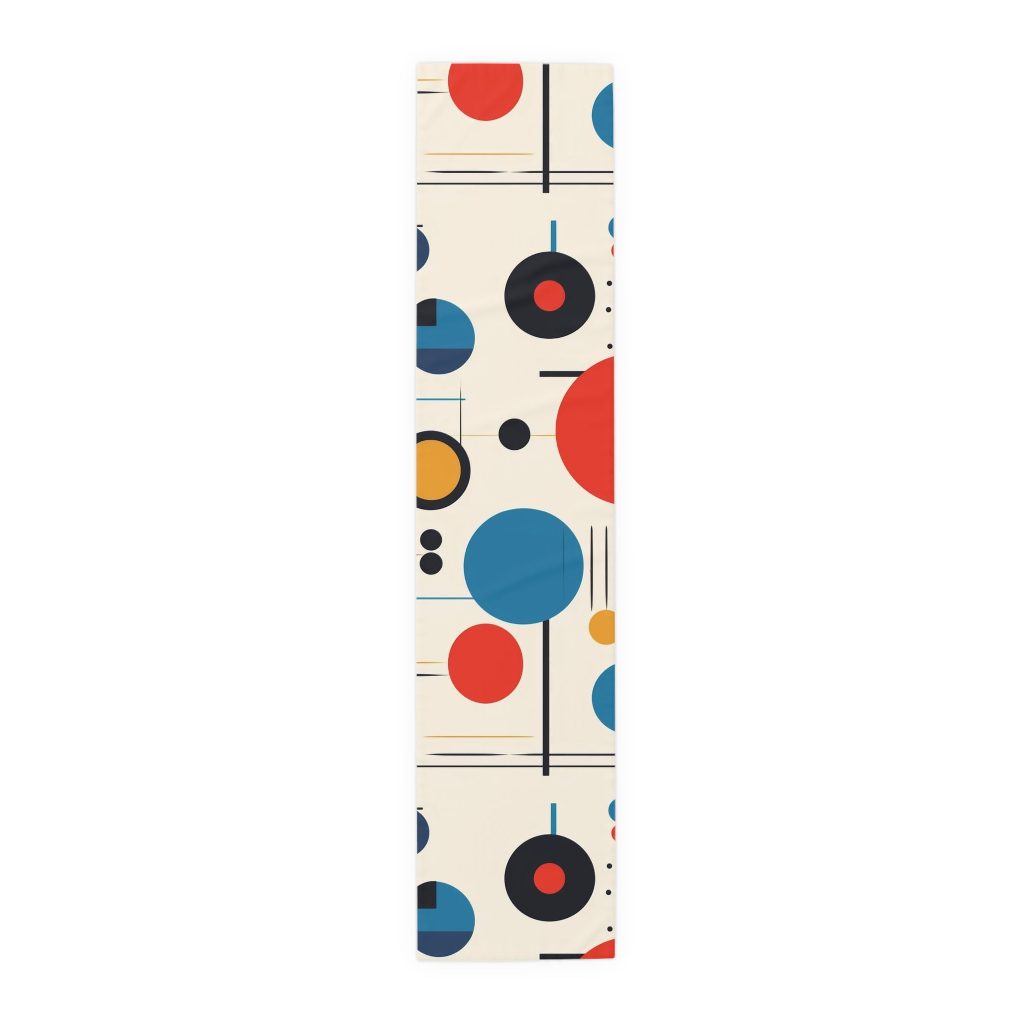 Modern Bauhaus Designed Table Runner, Red, Blue Yellow, Geometric Designed Mod Tableware - Mid Century Modern Gal