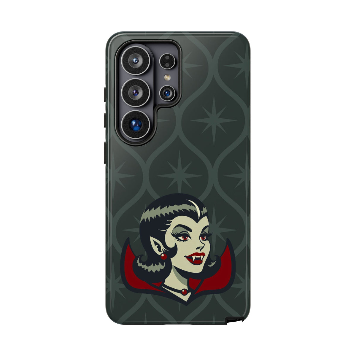 Vampire Dracula Girl Halloween Goth Horror Buff MCM Green Tough Phone Case - Mid Century Modern Gal
