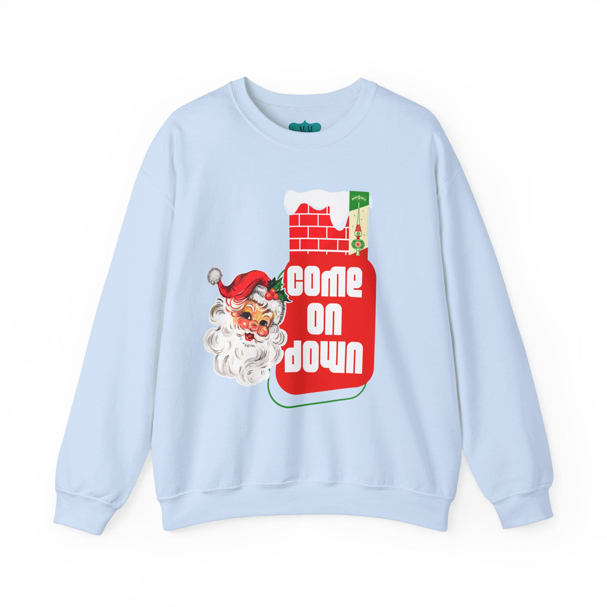 Vintage Santa, Kitschy Mid Century Modern Quirky Christmas Unisex Crewneck Holiday Sweatshirt - Mid Century Modern Gal