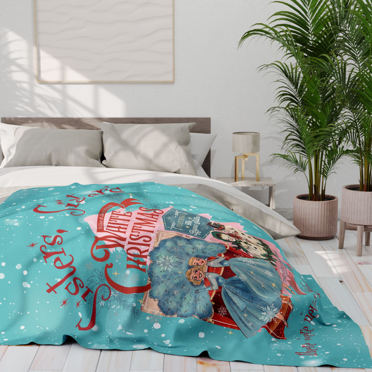 Sisters' Sisters White Christmas Arctic Fleece Blanket - Cozy Holiday Décor - Mid Century Modern Gal