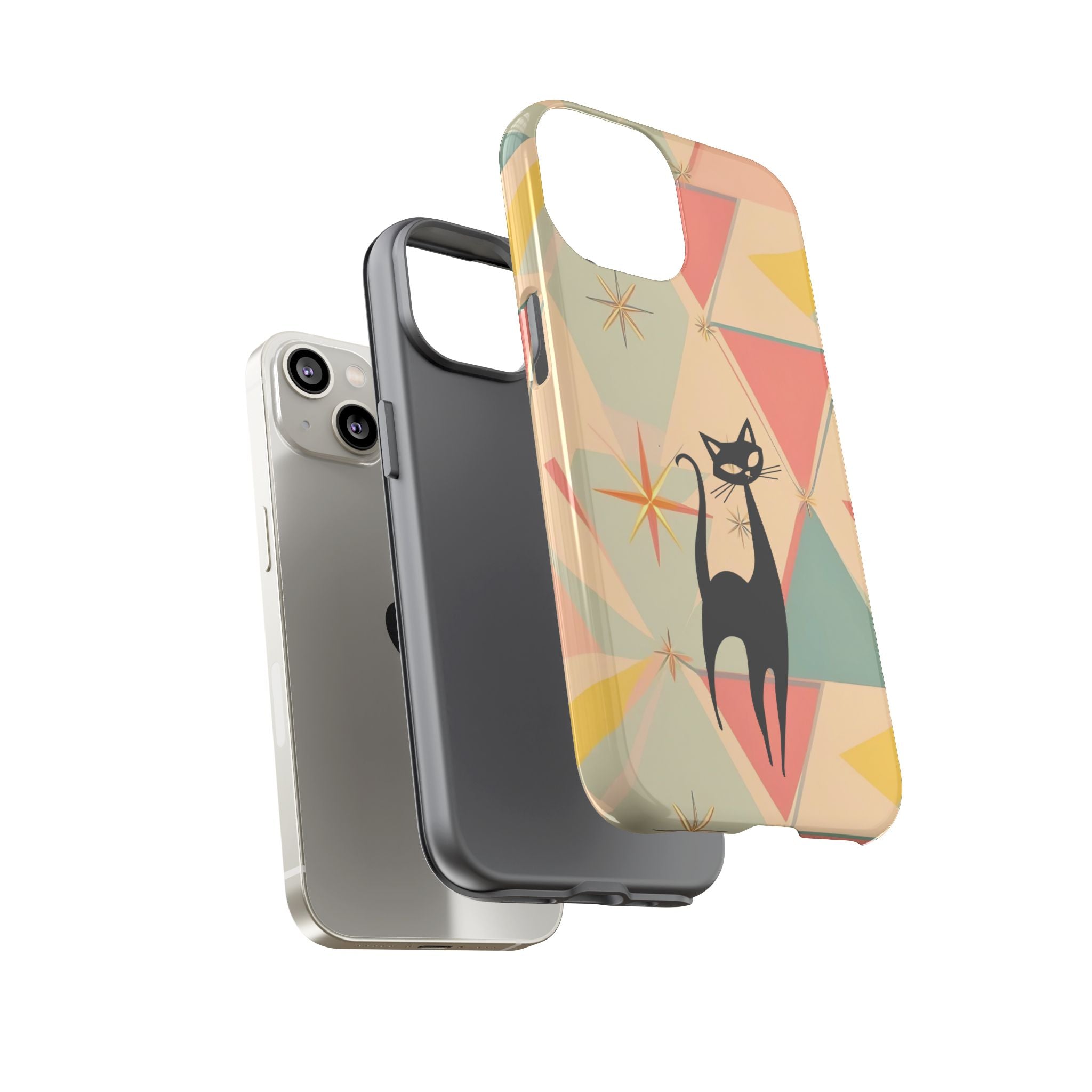 Atomic Cat Mid Mod Retro Cat Phone Case | Tough Cases with Vintage Vibe | Ideal for Cat Lovers