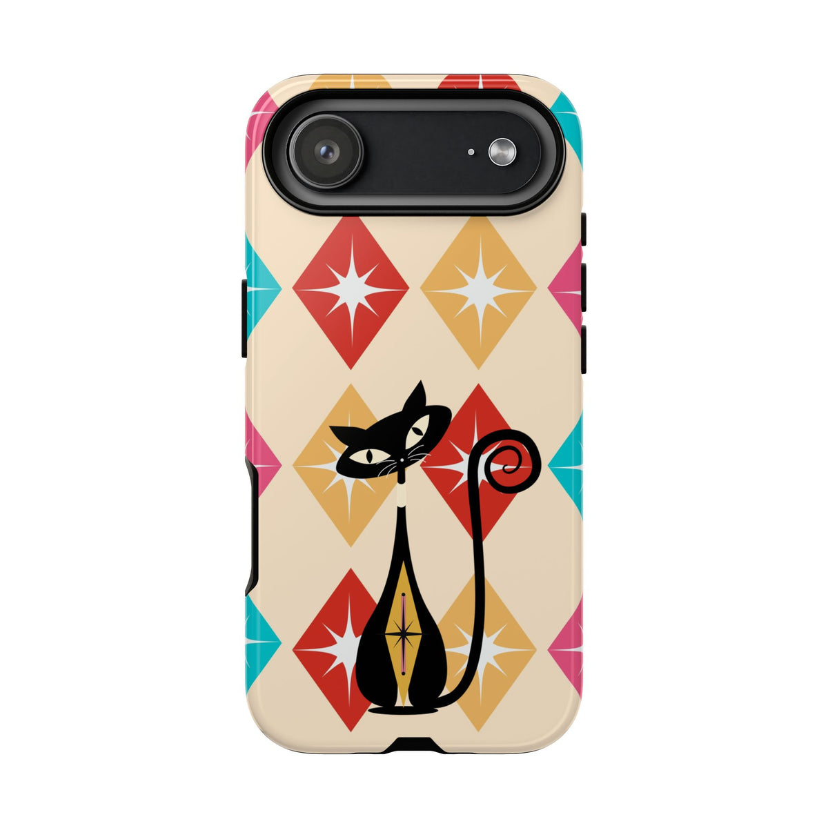 Mid Century Modern Atomic Cat, Atomic 50s Diamonds Retro Phone Tough Cases