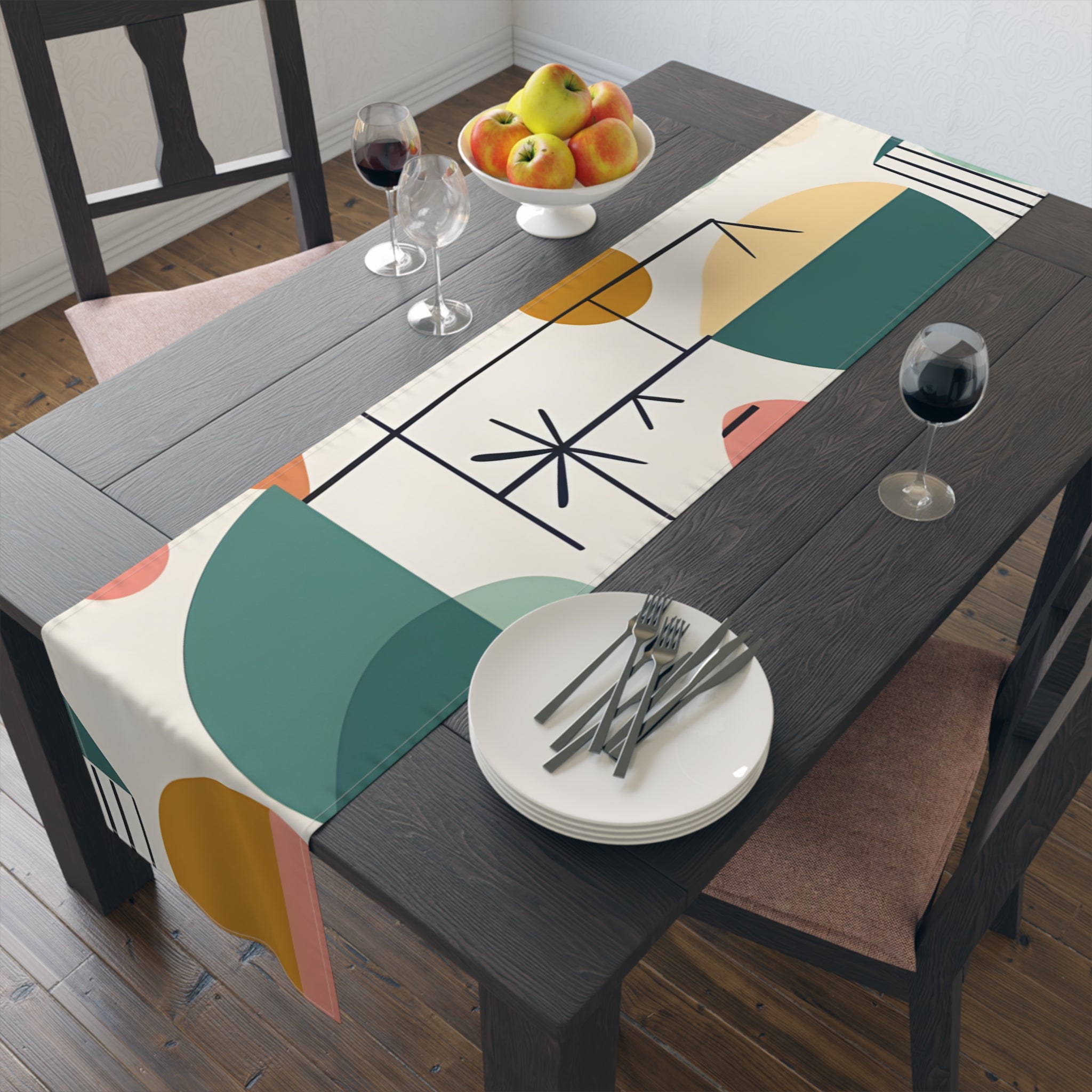 Mid Century Modern Scandinavian Designed Geometric Mod Boho Style Table Runner - Mid Century Modern Gal