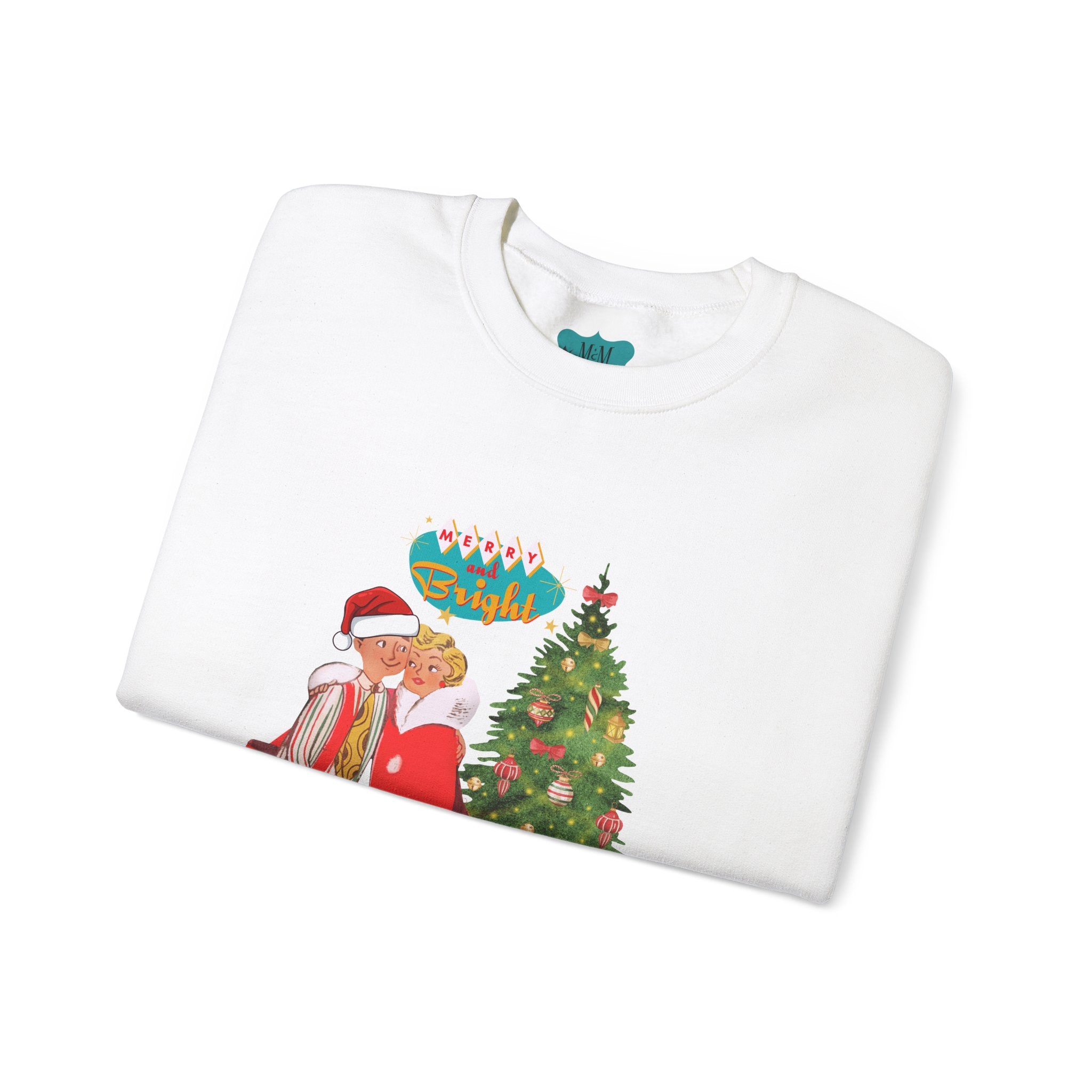 Festive Merry & Bright Crewneck Sweatshirt for Holiday Cheer - Mid Century Modern Gal