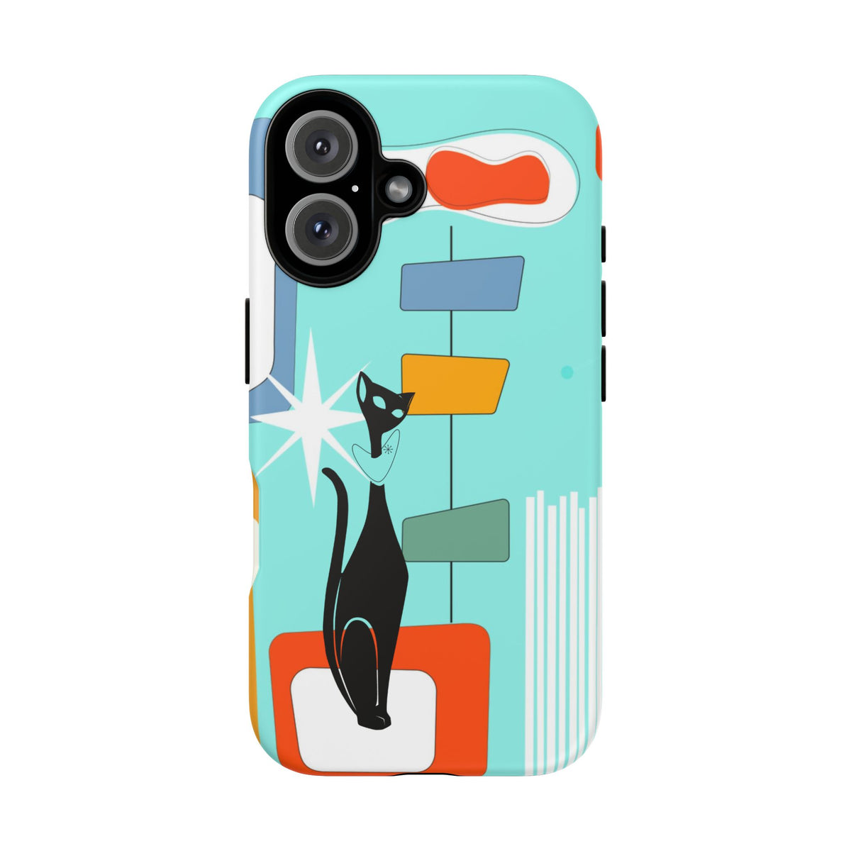 Atomic Cat, Mid Mod Aqua Blue, Geometric, Samsung, Google Pixel, Apple iPhone Tough Cases