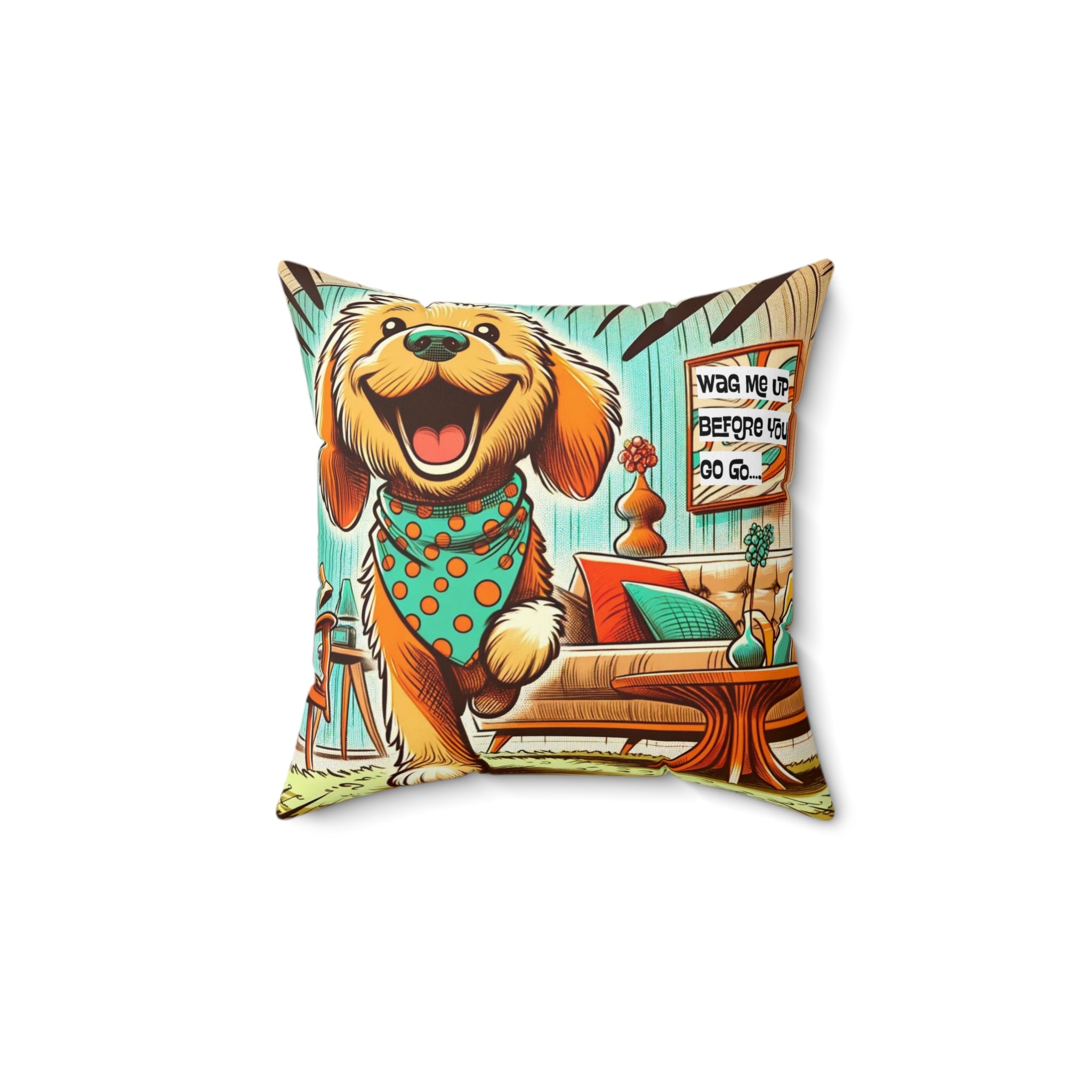Golden Doodle Dog Lover, Funny Kitschy Mid Century Modern Style, Pillow And Insert - Mid Century Modern Gal