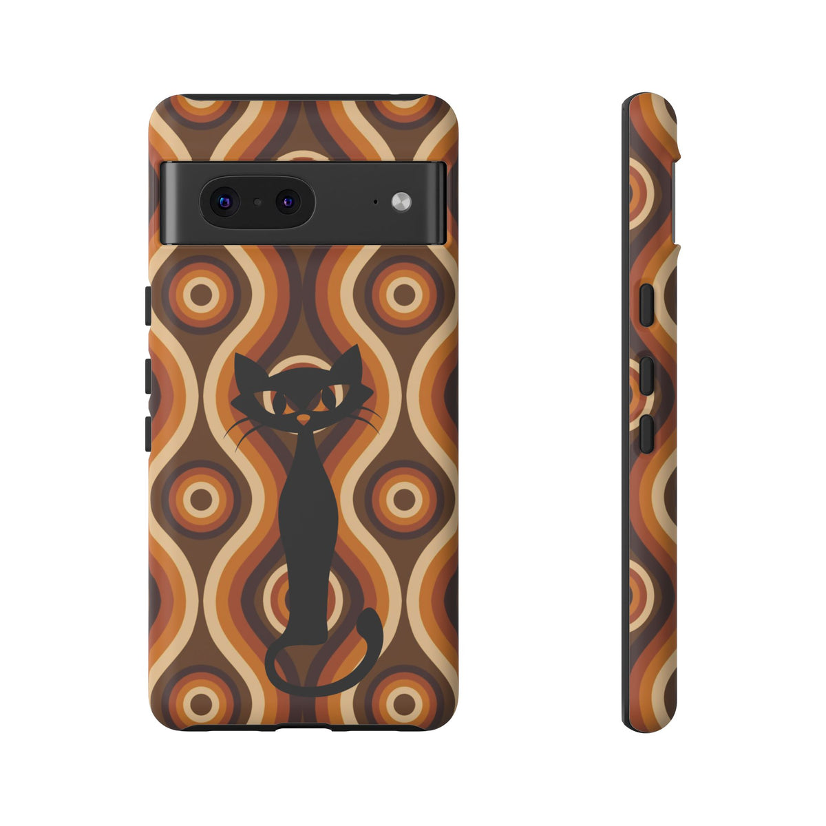Retro Phone Case, Groovy Brown, Atomic Kitsch Cat Tough Smart Phone Cases