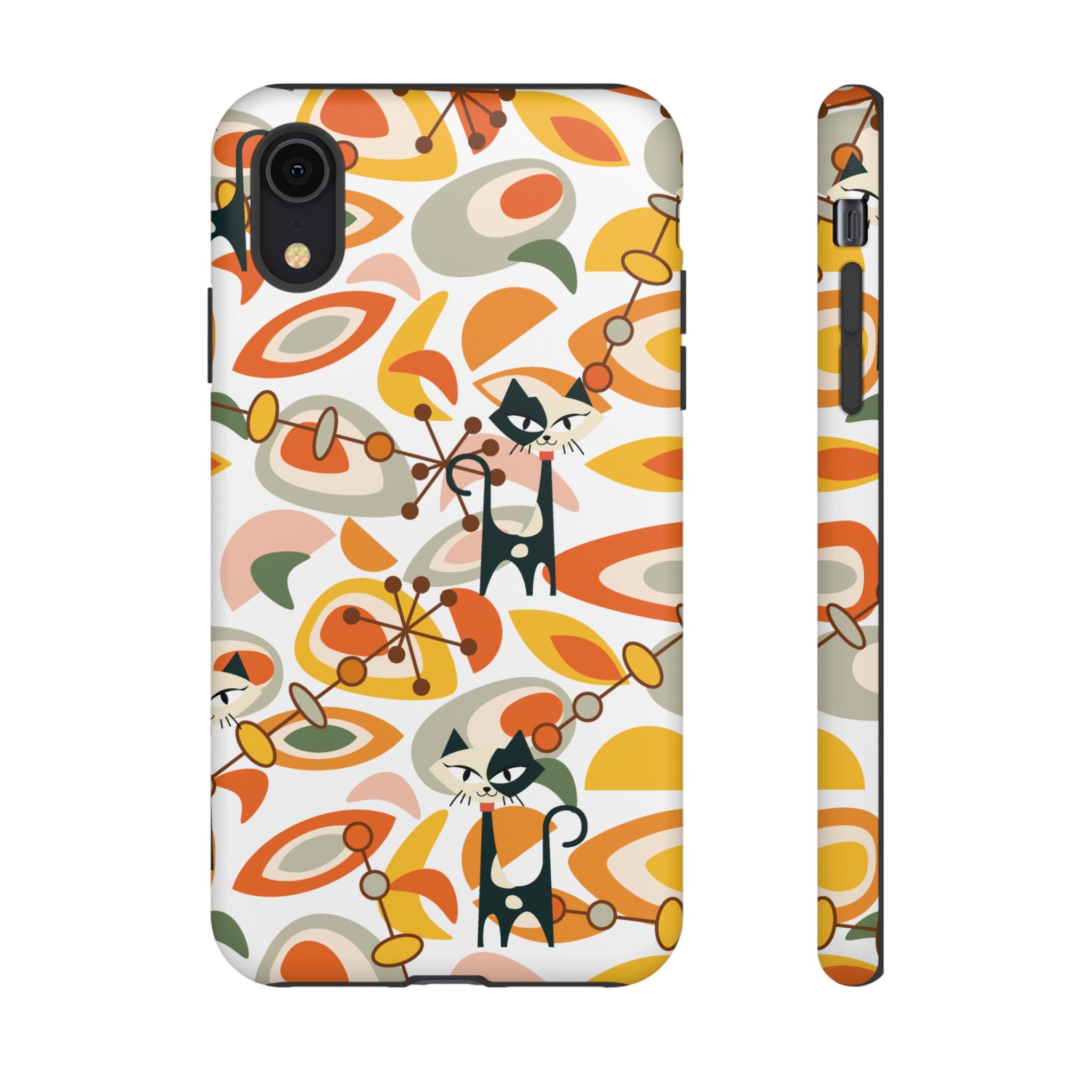 Atomic Cat Mid Mod Orange, Yellow, Groovy Cat Smart Phone Tough Cases