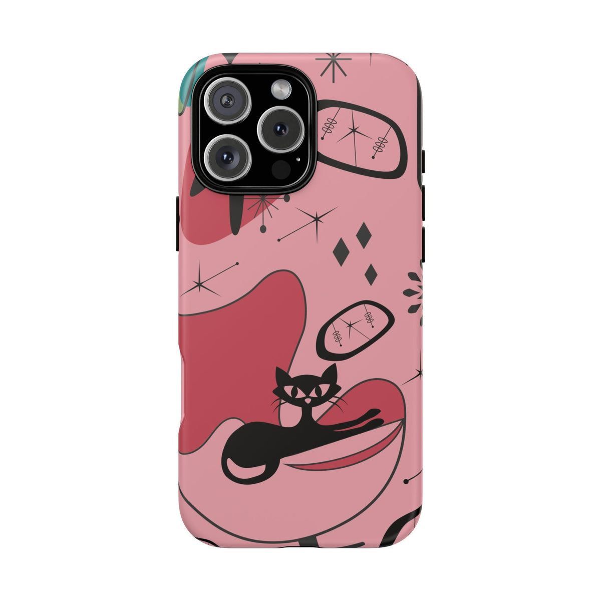 Atomic Cat, Pink Mid Century Modern, Egg Chair, Space Cat Tough Phone Case
