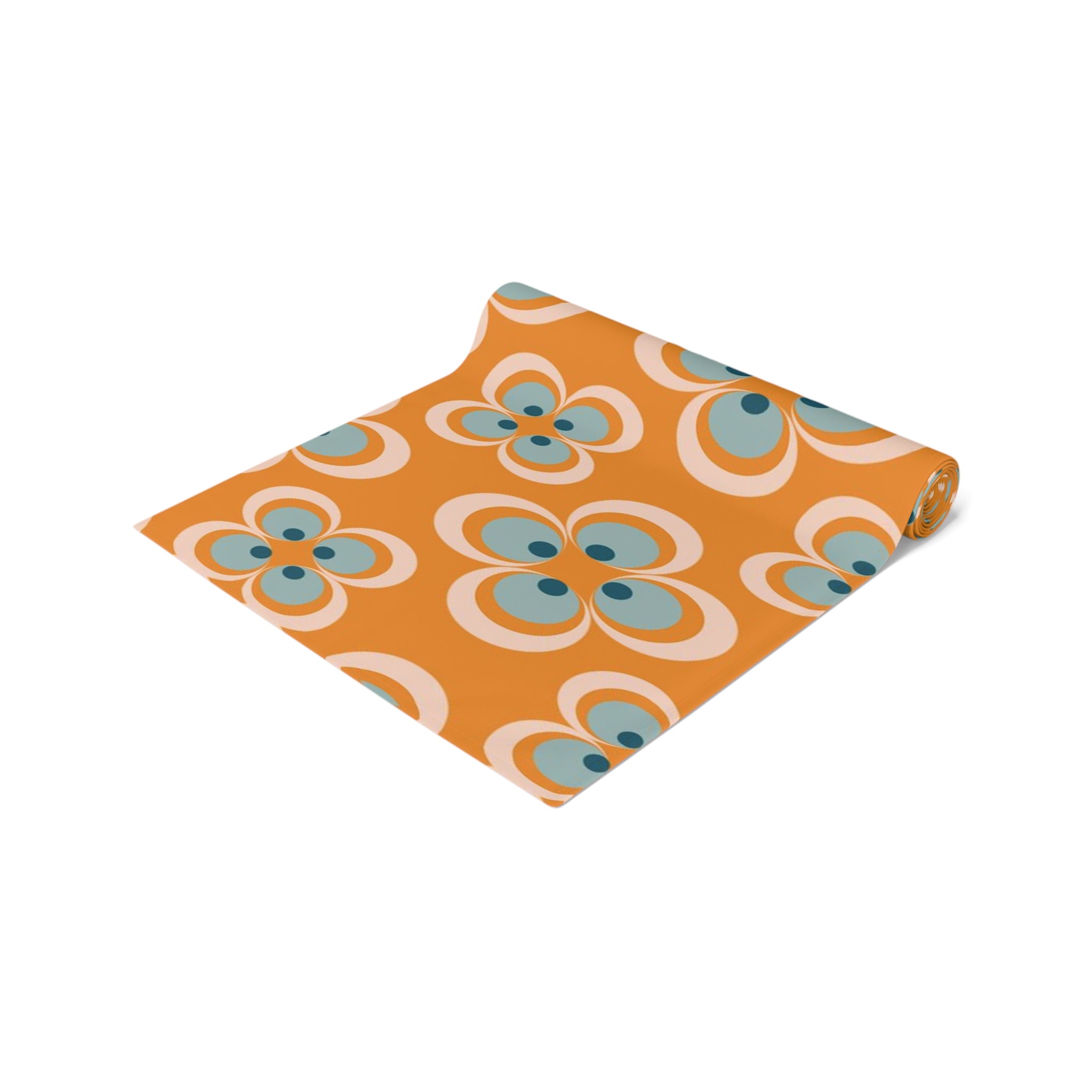 Mid Century Modern Table Runner, Retro Scandinavian Modern Danish Geometric Design, Orange, Blue Table Runner - Mid Century Modern Gal