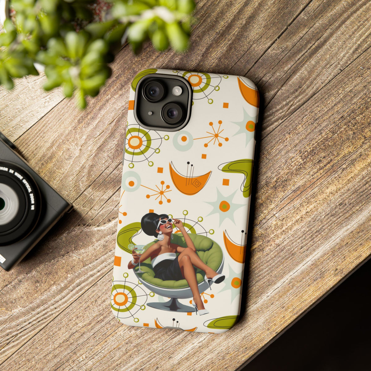 Mid Century Modern Atomic Starburst Mid Mod 60s Gal Retro Chic Tough Phone Case with Vintage Glamour Design