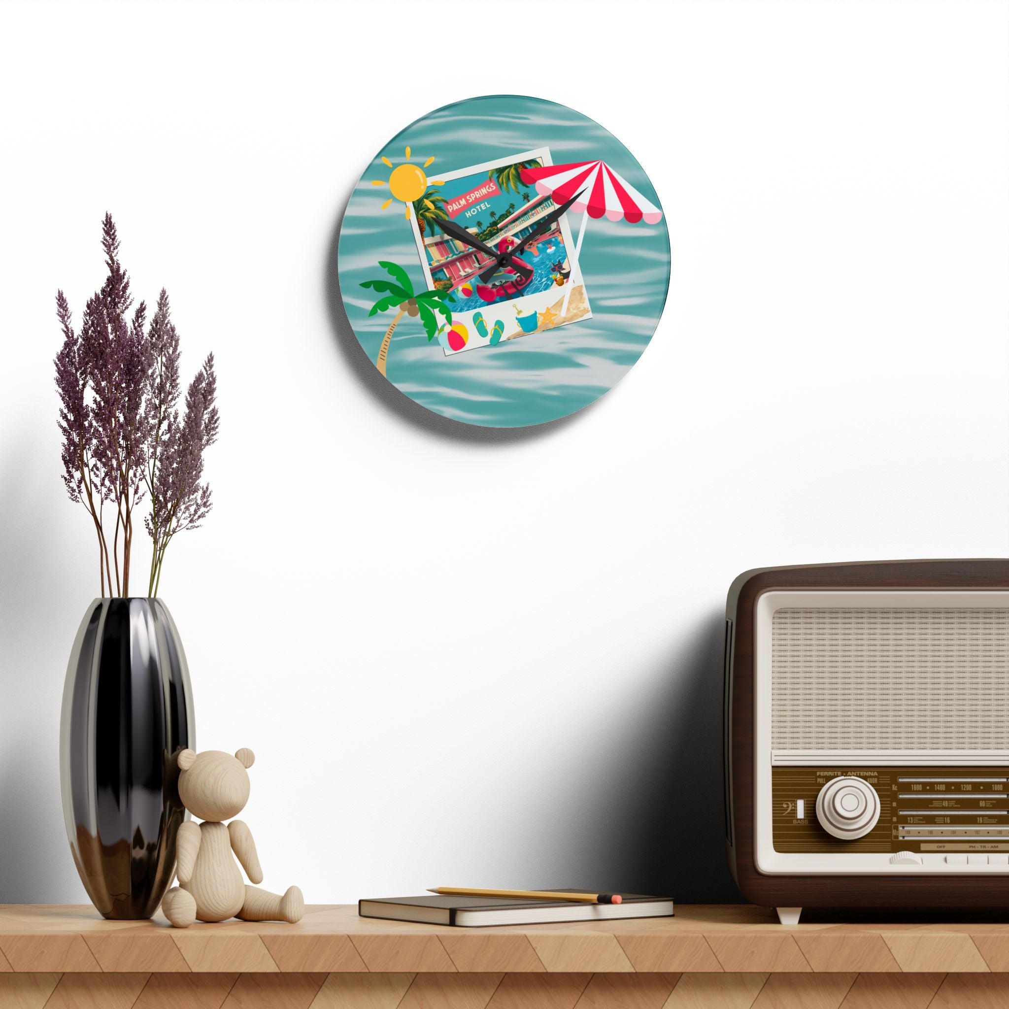 Vintage Palm Springs Kitschy Flamingo Atomic Cat Mid Century Modern Wall Clock - Mid Century Modern Gal
