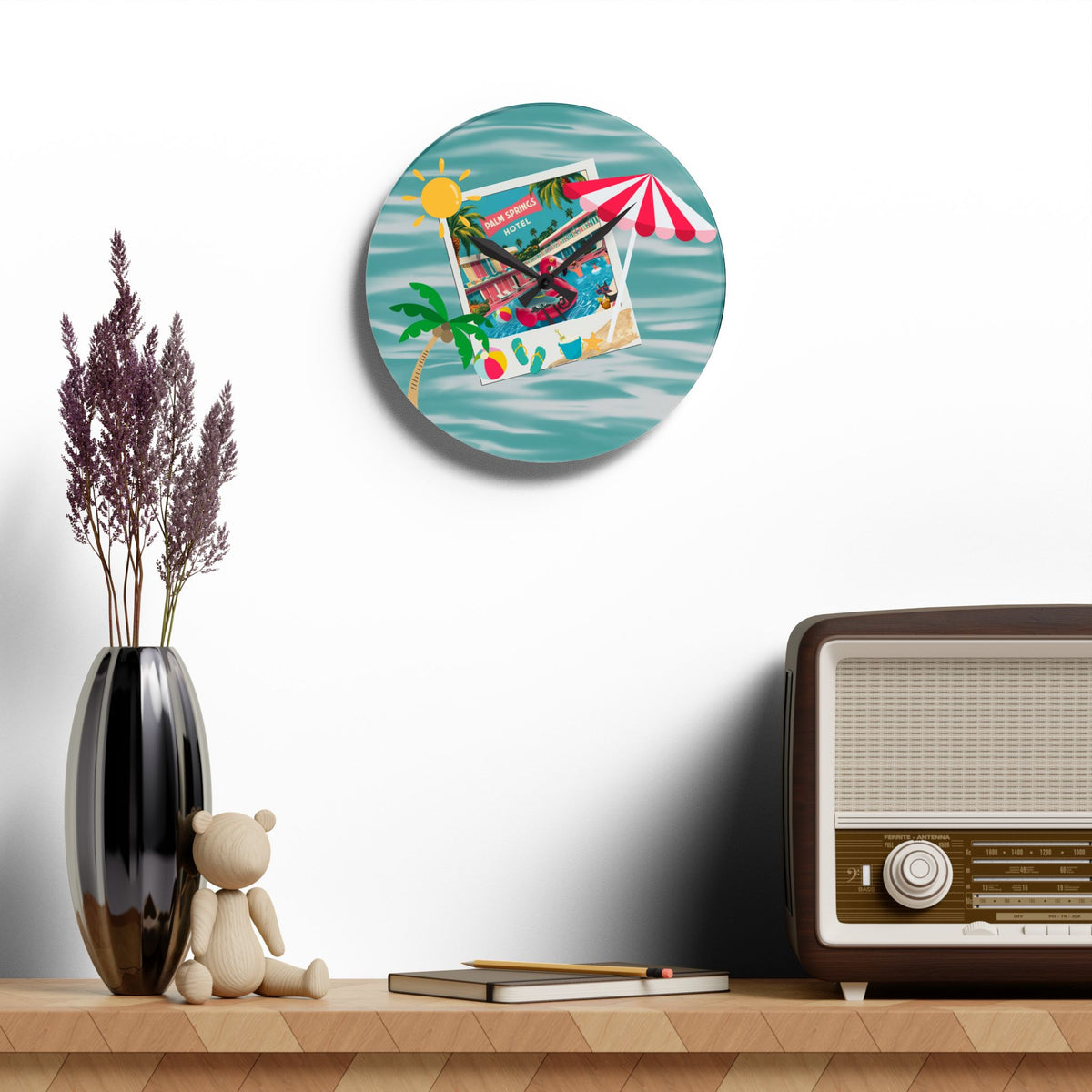 Vintage Palm Springs Kitschy Flamingo Atomic Cat Mid Century Modern Wall Clock - Mid Century Modern Gal