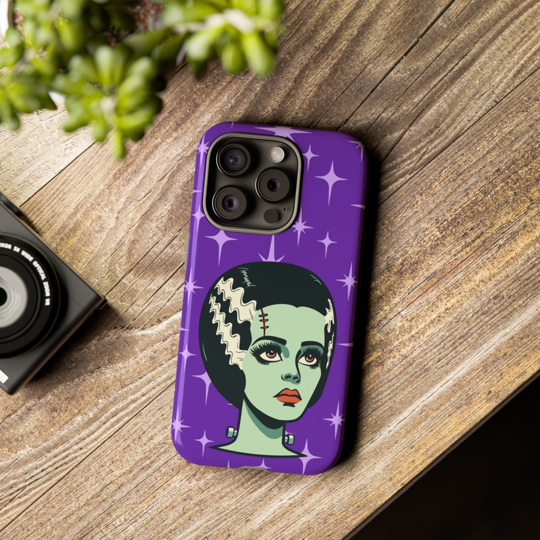 Bride of Frankenstein Retro Mid Mod Horror Buff Purple Halloween Tough Phone Case