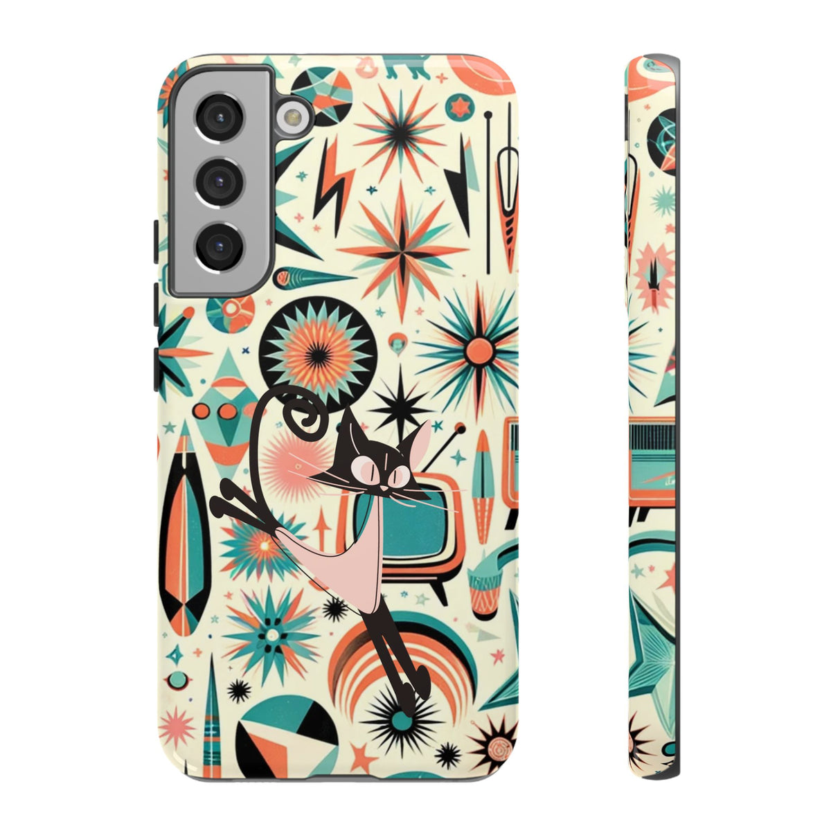 Atomic Kitty Boomerang Space Kitty Mid Century Modern Samsung, Smart Phone, Tough Cases - Mid Century Modern Gal