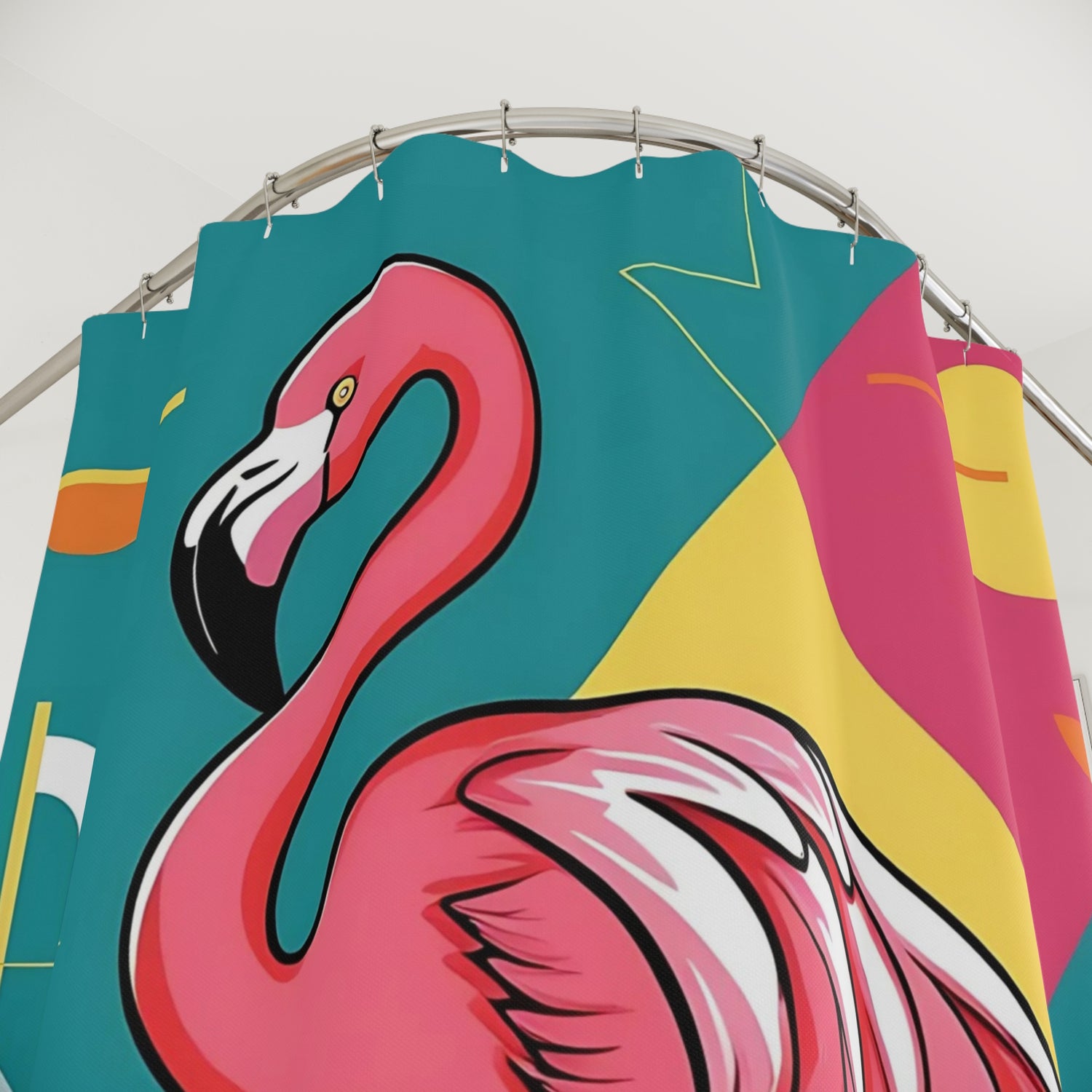 Palm Springs California, Mid Century Modern Tropical Flamingo Shower Curtain - Vibrant Bathroom Decor - Mid Century Modern Gal