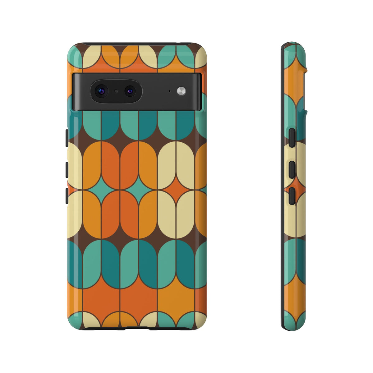 Mid Century Modern Orange, Teal Geometric Mod Designed Tough Phone Case