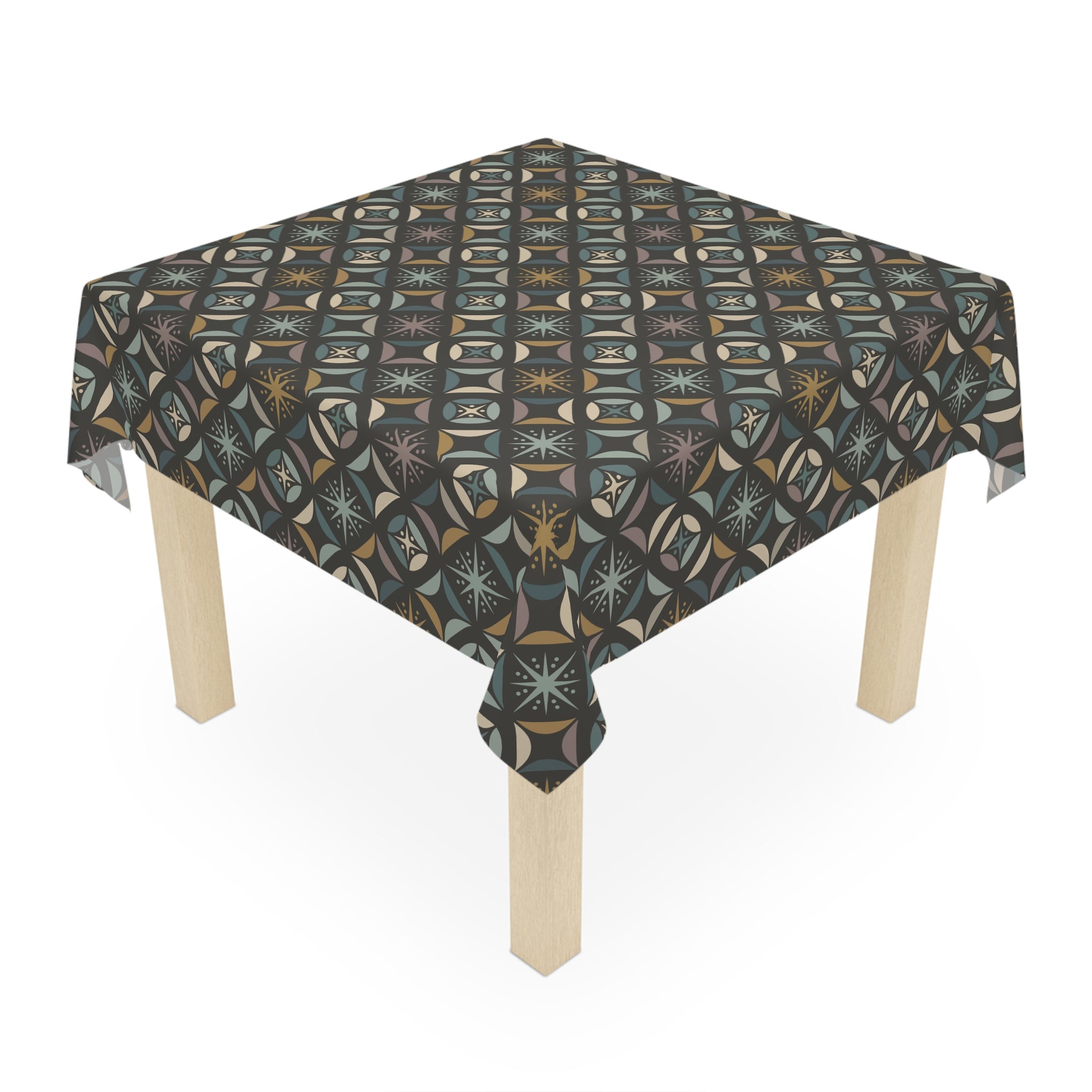 Mid Century Modern Elegant Gray Geometric Starburst Tablecloth - Mid Century Modern Gal