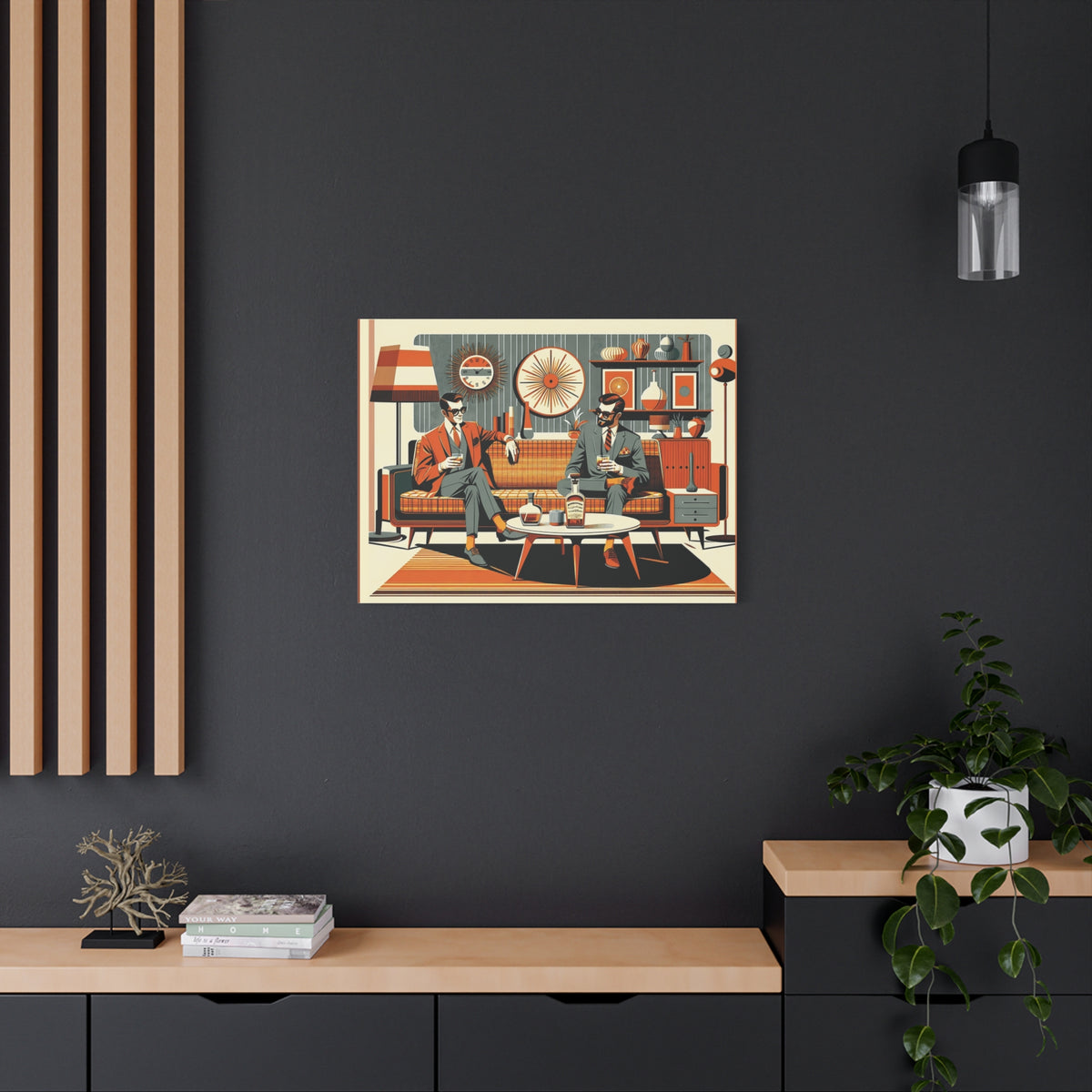 Mid Century Modern Mod Dude, Gay Male Couple Drinking Bourbon, MCM Art - Mid Century Modern Gal