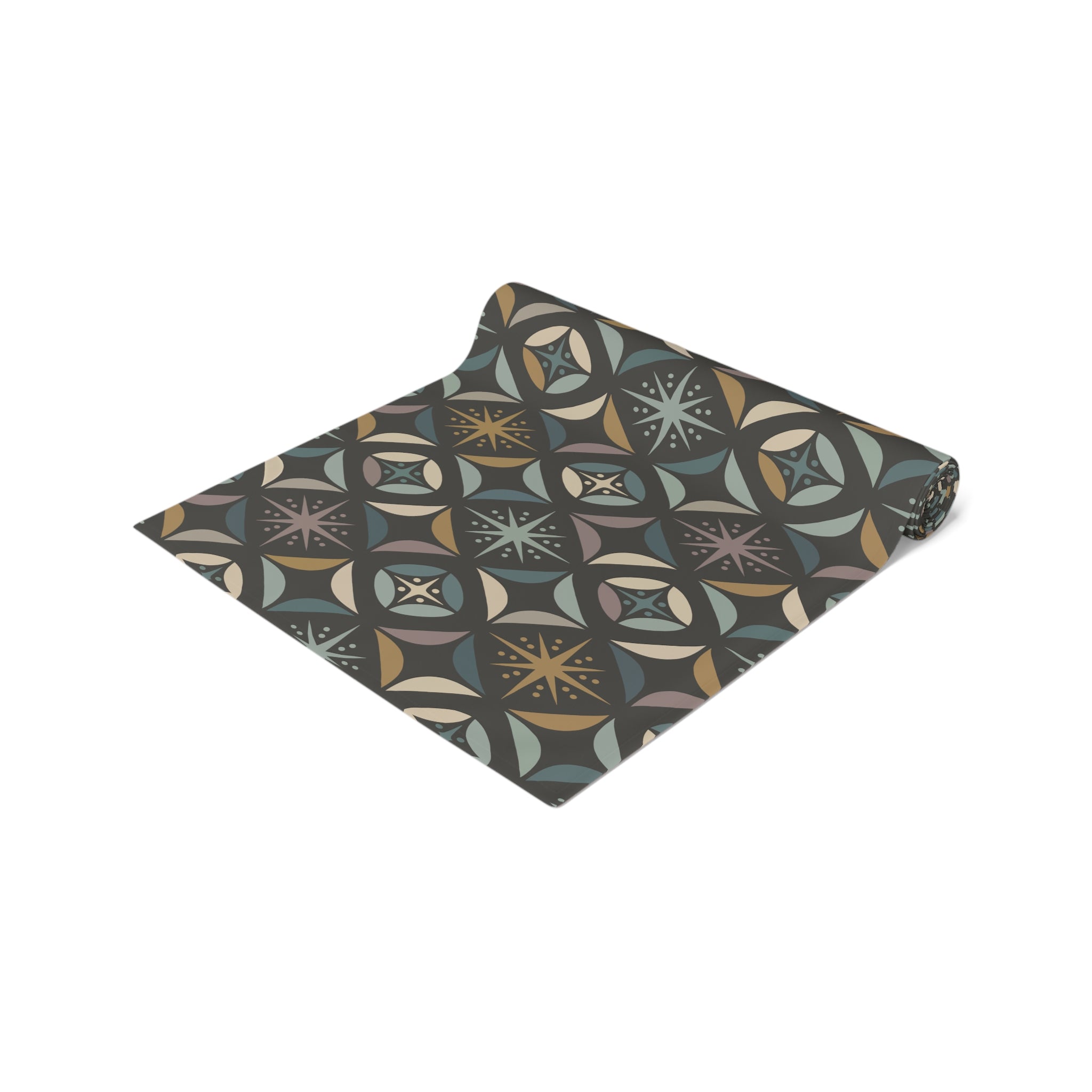 Mid Century Modern Elegant Gray Geometric Starburst Table Runner - Mid Century Modern Gal