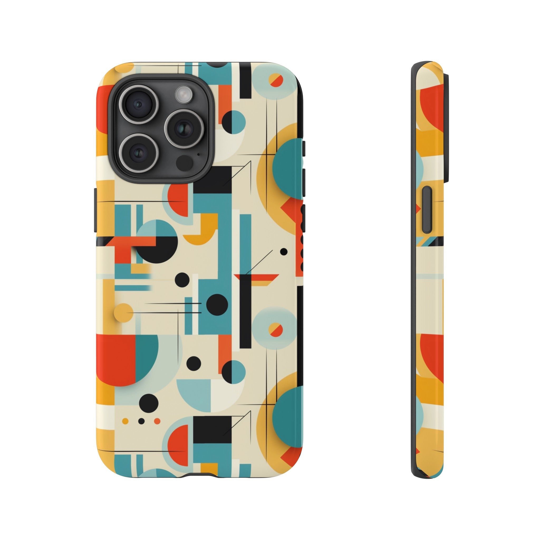Bauhaus Designed Mid Mod Geometric Groovy Smart Phone, iPhone, Samsung Compatible Tough Cases