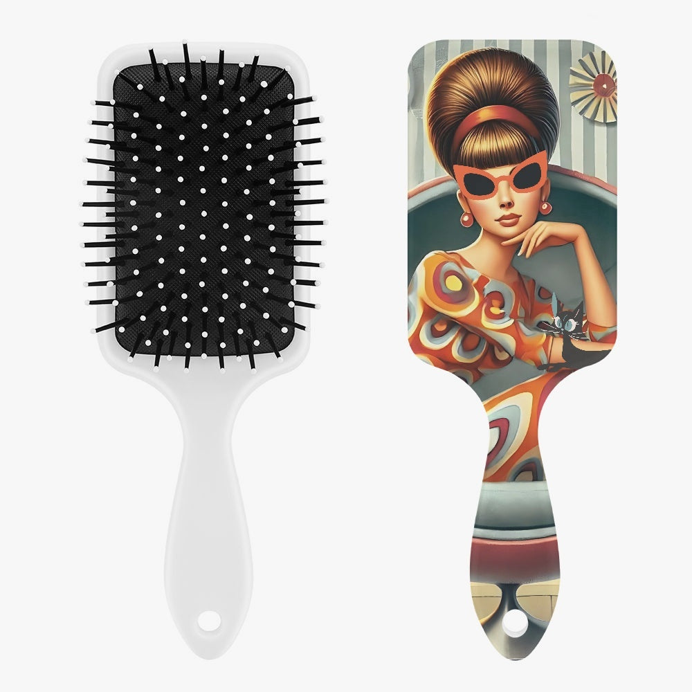 Mod 60s Gal, Girly Vanity Travel Hair Brush - Mid Century Modern Gal