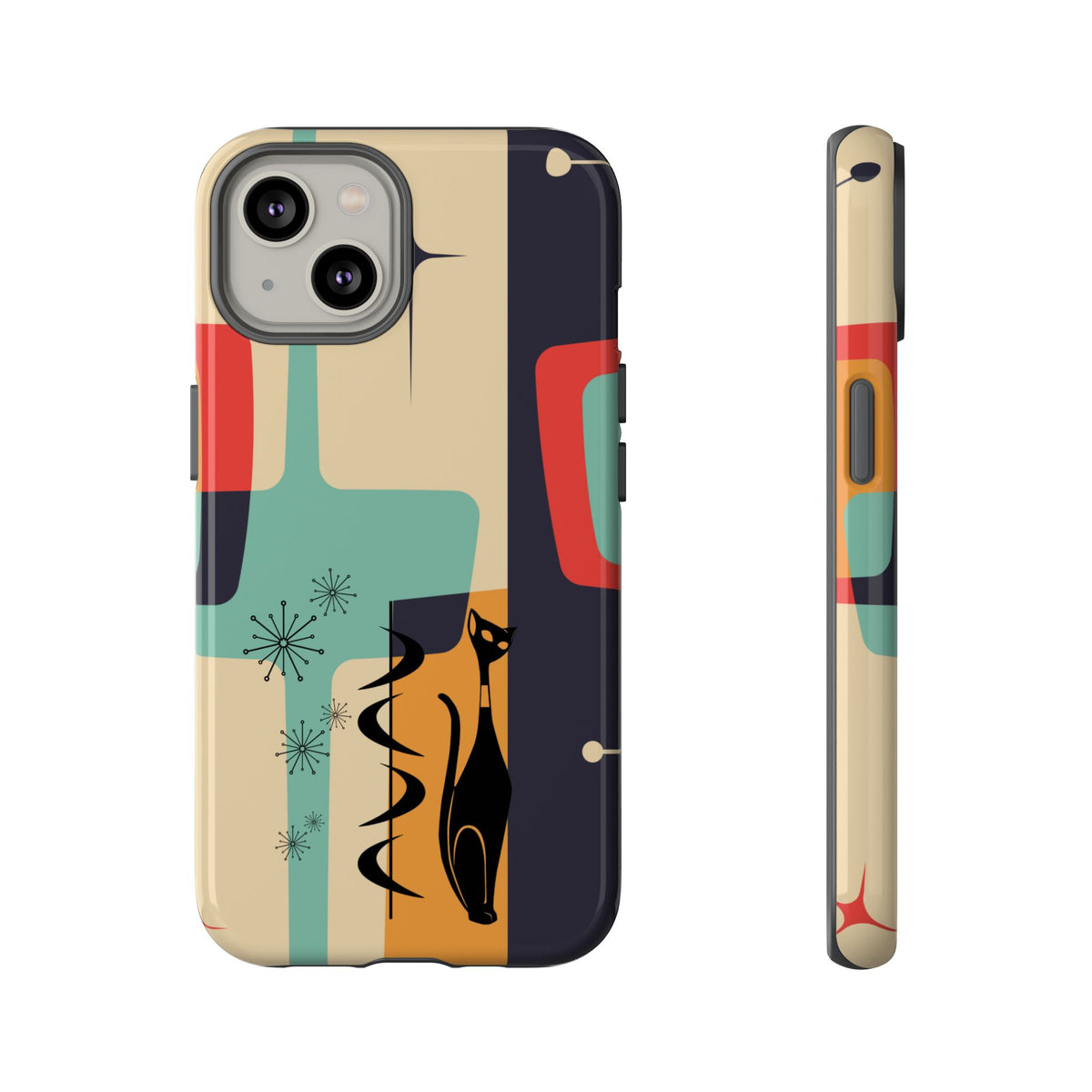 Mid Century Modern, Geometric, Atomic Cat Groovy Smart Phones Tough Phone Cases