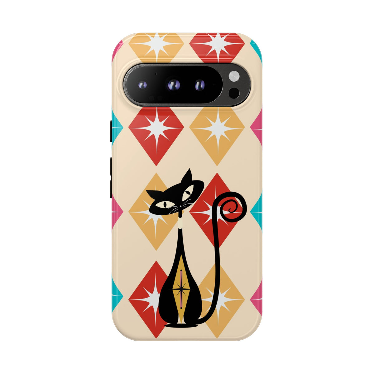 Mid Century Modern Atomic Cat, Atomic 50s Diamonds Retro Phone Tough Cases