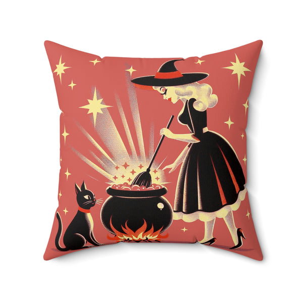 Witch's Brew Mid Century Modern Halloween Gothic Coral Pillow Cover and Insert