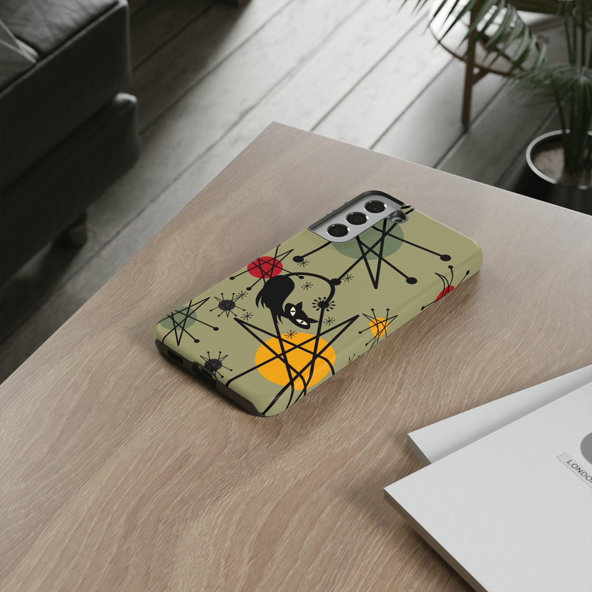 Mid Century Modern Atomic Cat, Retro Chic Groovy Mod Samsung, Smart Phone Tough Cases - Mid Century Modern Gal