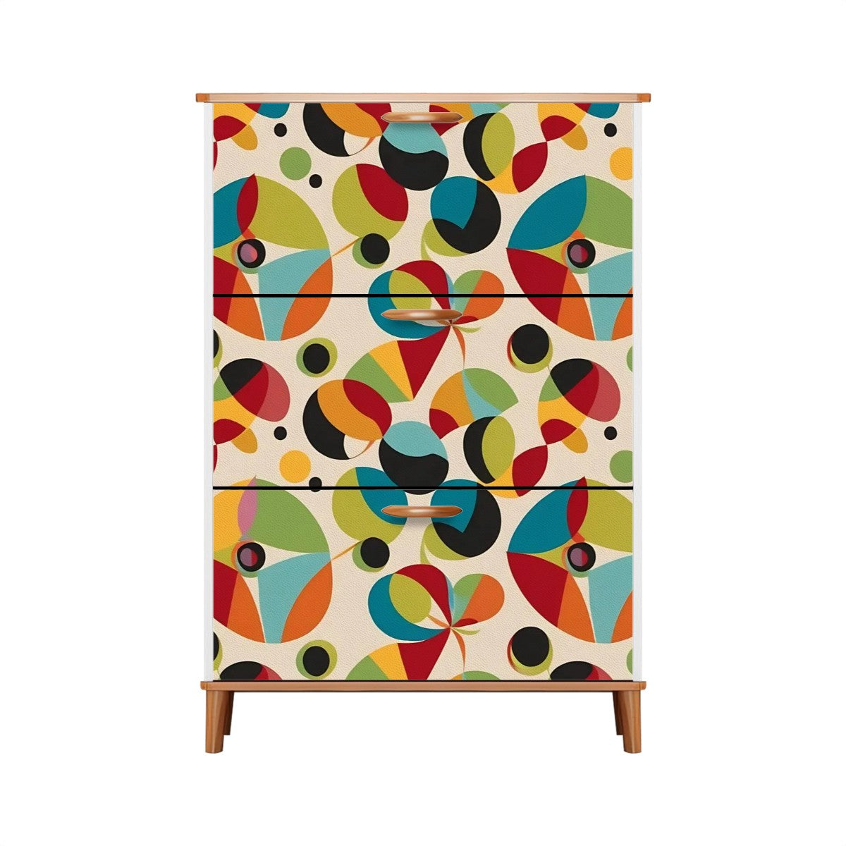 Retro Groovy Orb Abstract Designed Mid Century Modern Shoe Cabinet - Mid Century Modern Gal