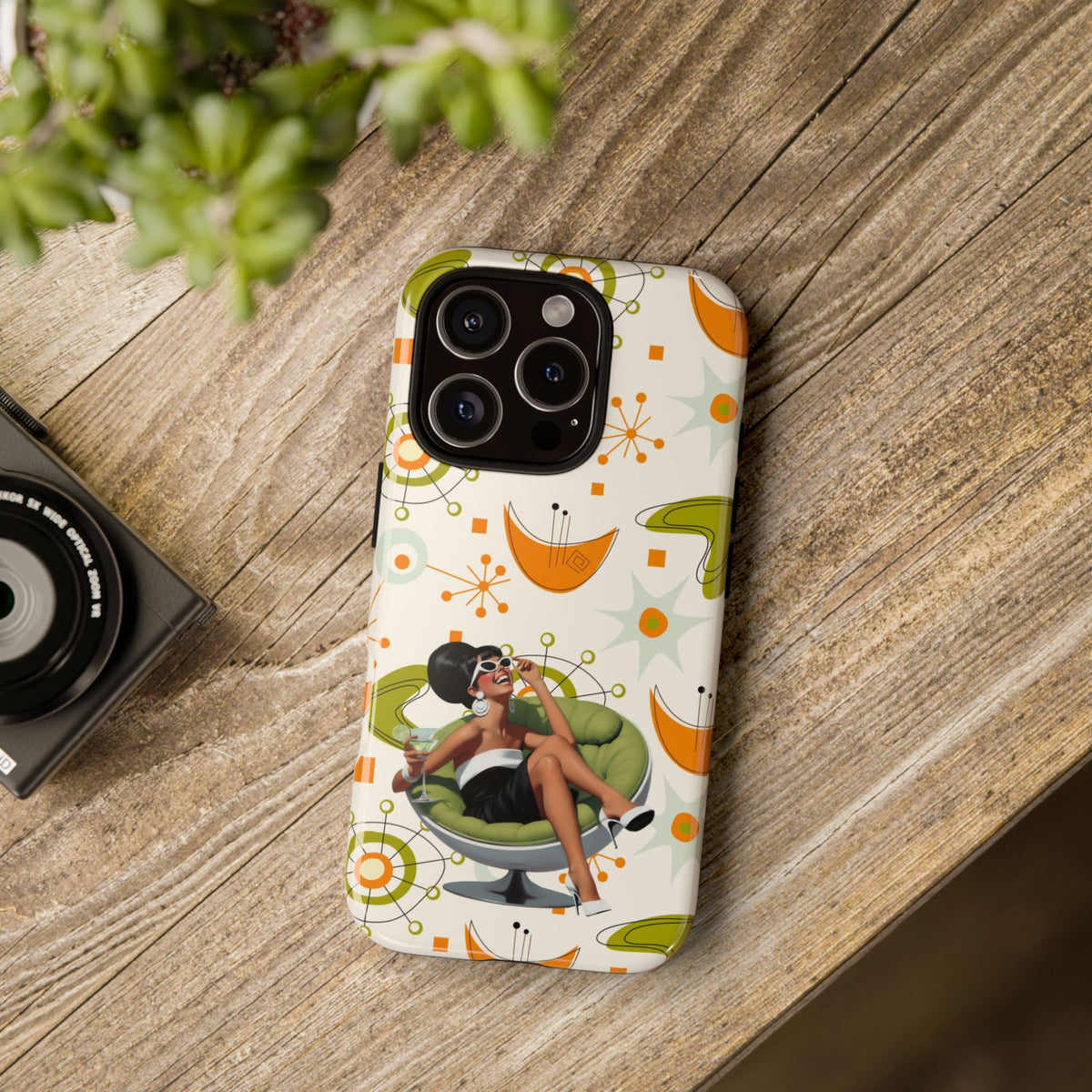 Mid Century Modern Atomic Starburst Mid Mod 60s Gal Retro Chic Tough Phone Case with Vintage Glamour Design