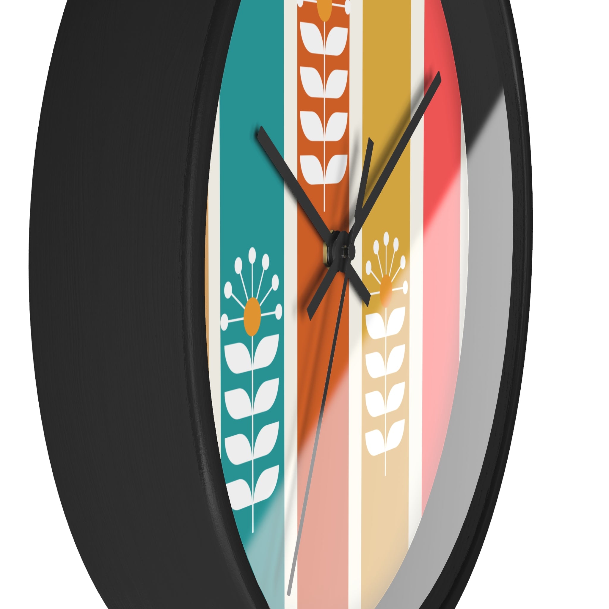 Retro Scandinavian Floral Wall Clock - Mid-Century Modern Design Perfect for Home Decor - Mid Century Modern Gal