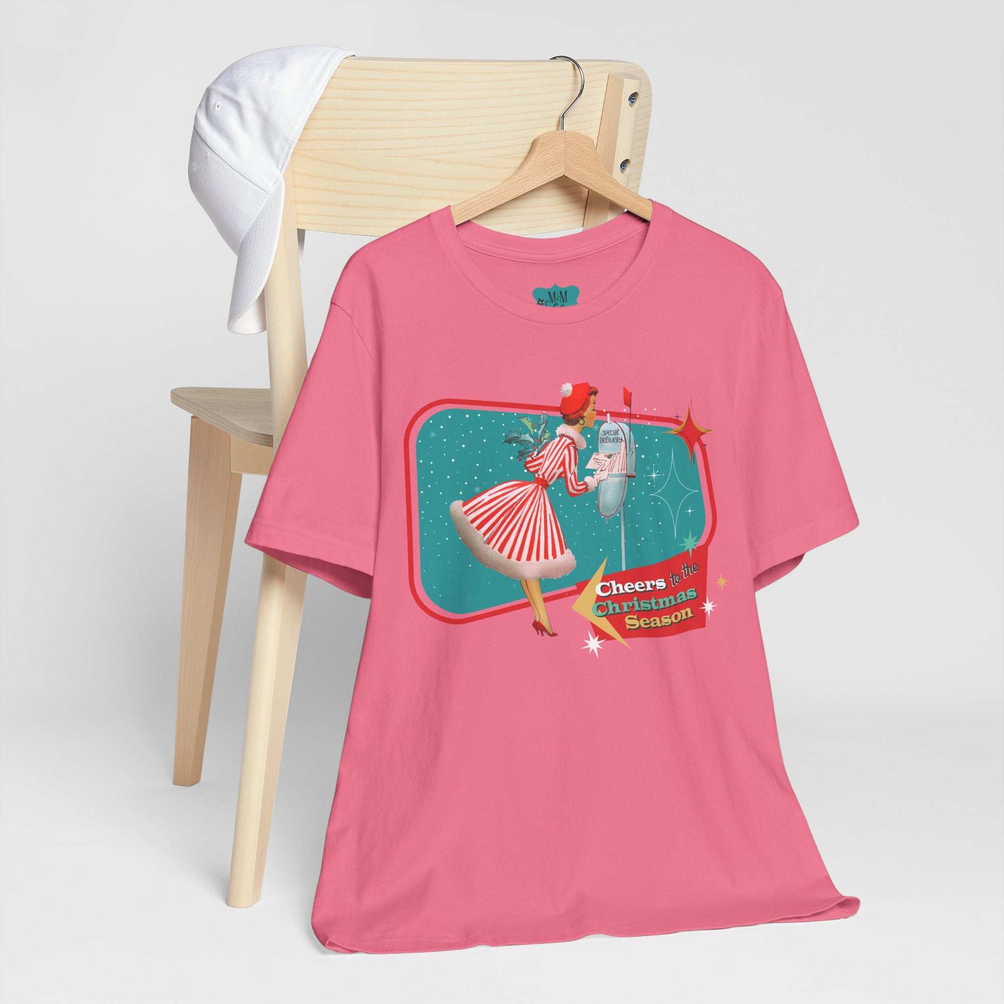 A Merry And Bright Holiday Kitsch Christmas Season Retro Christmas Cheers Unisex Jersey Tee - Mid Century Modern Gal