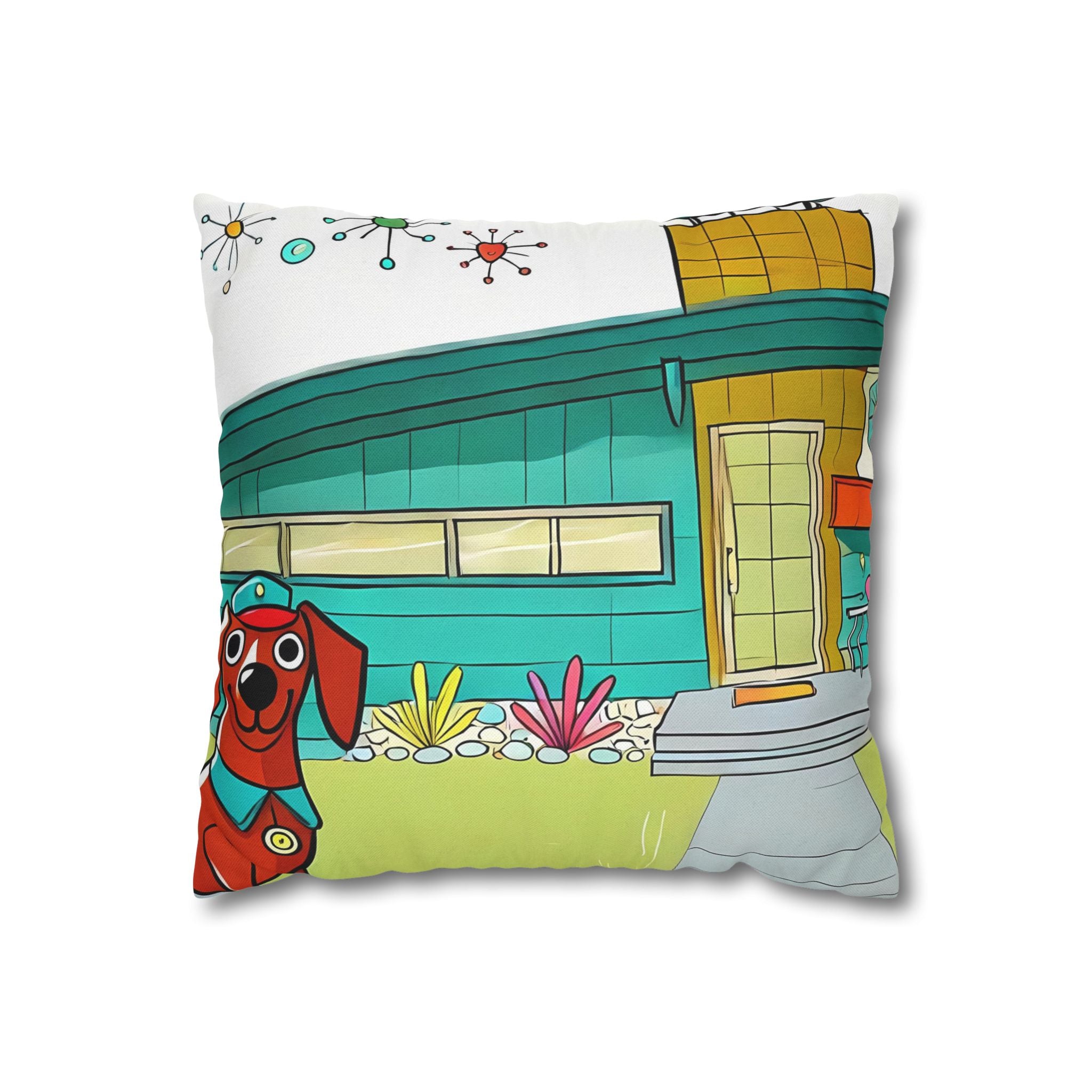 Chief Of Doxie Dwelling, Kitschy Mid Century Modern Pillow COVER Only - Mid Century Modern Gal