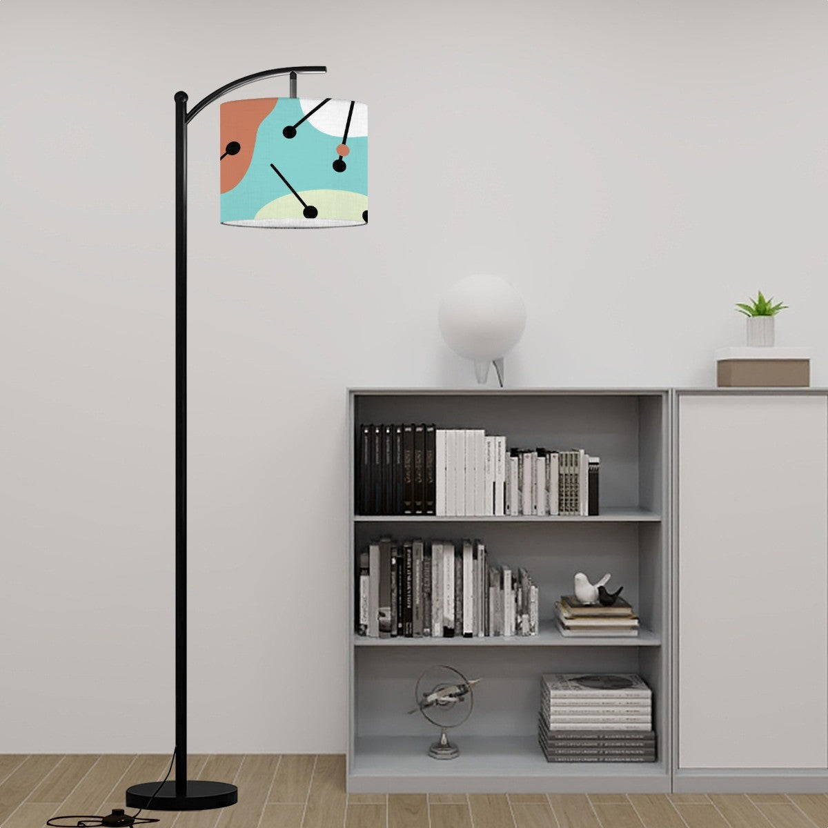 Mid Century Modern Amoeba Aqua Retro Arc Floor Lamp - Mid Century Modern Gal