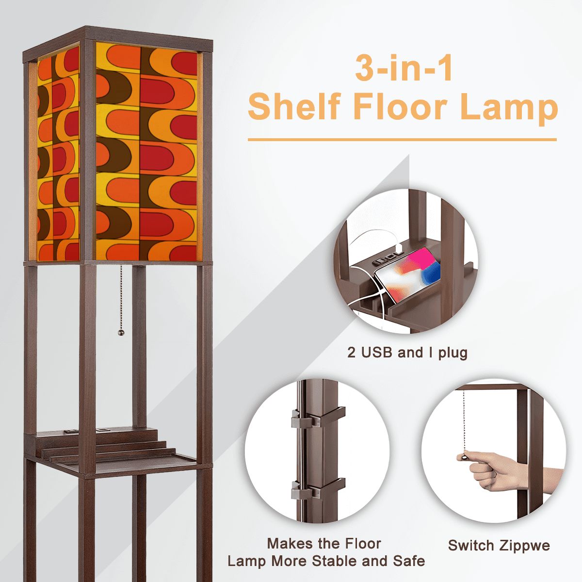 Retro Groovy Wave 70s Mod Floor Lighting With Shelves - Mid Century Modern Gal