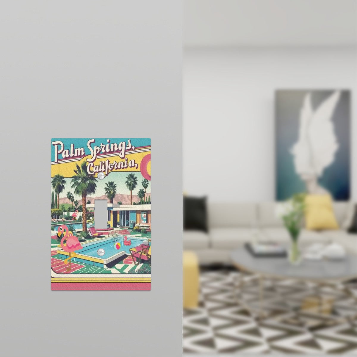 Mid Century Modern Palm Springs, Kitschy Mod Faux Leather Texture Switch Cover 1-Gang 1 Toggle - Mid Century Modern Gal