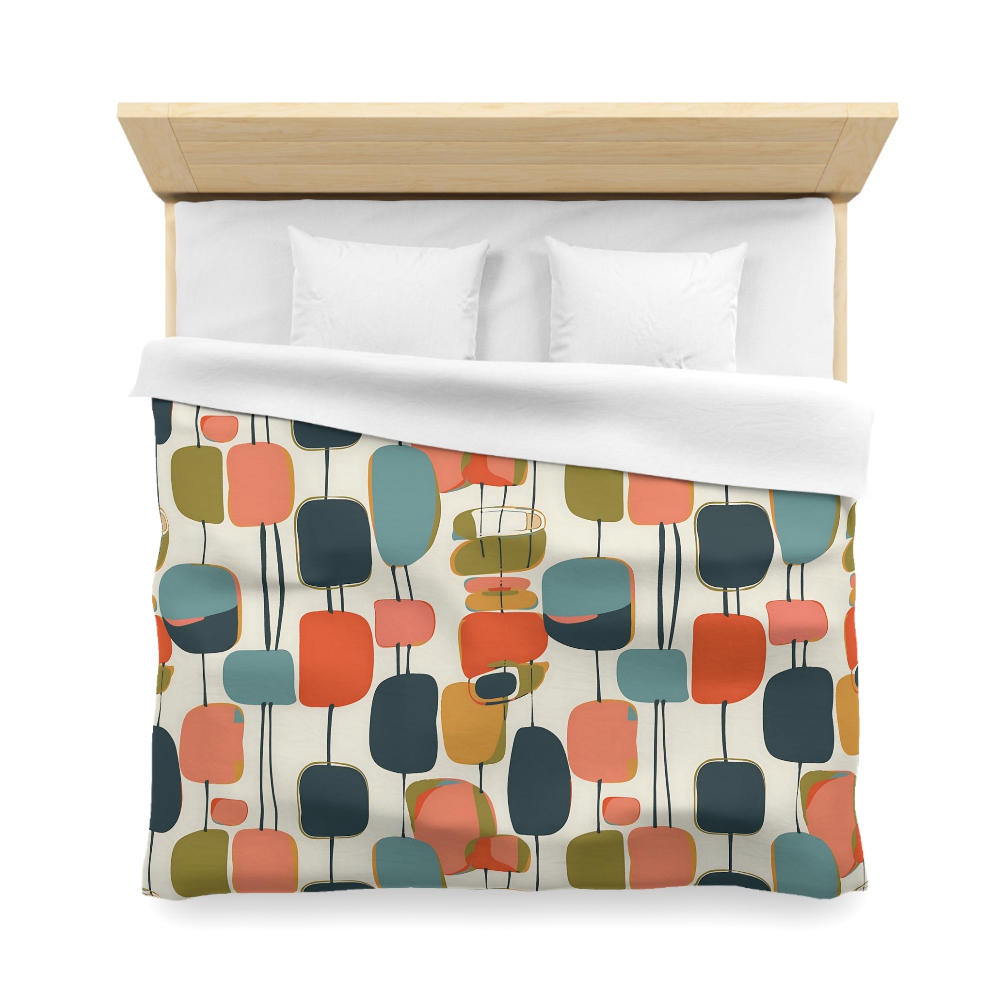 Mid Century Mod Scandinavian Abstract, Geometric Colorful Retro Duvet Cover - Mid Century Modern Gal