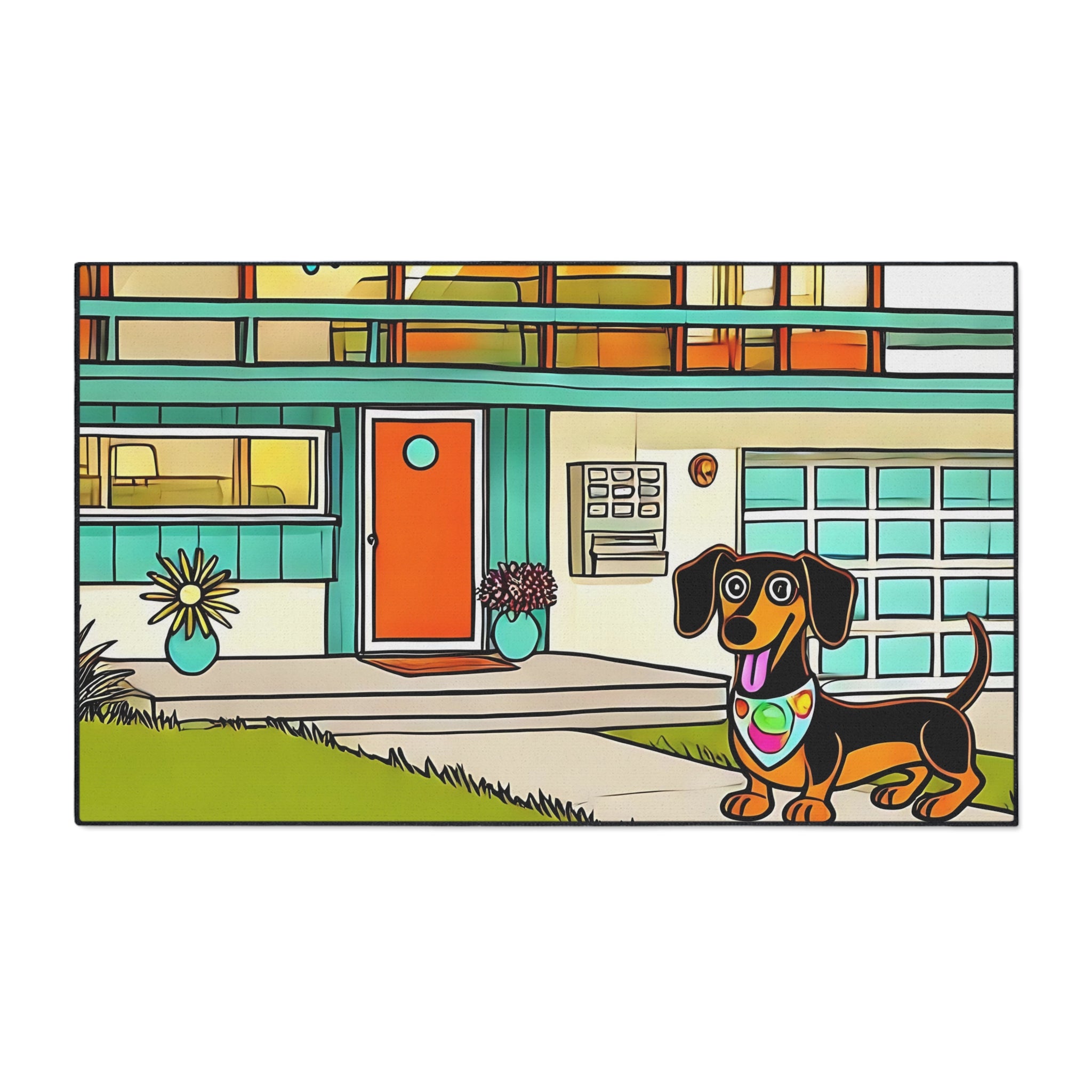 Dachshund Art Heavy Duty Floor Mat - Perfect for Dog Lovers - Mid Century Modern Gal